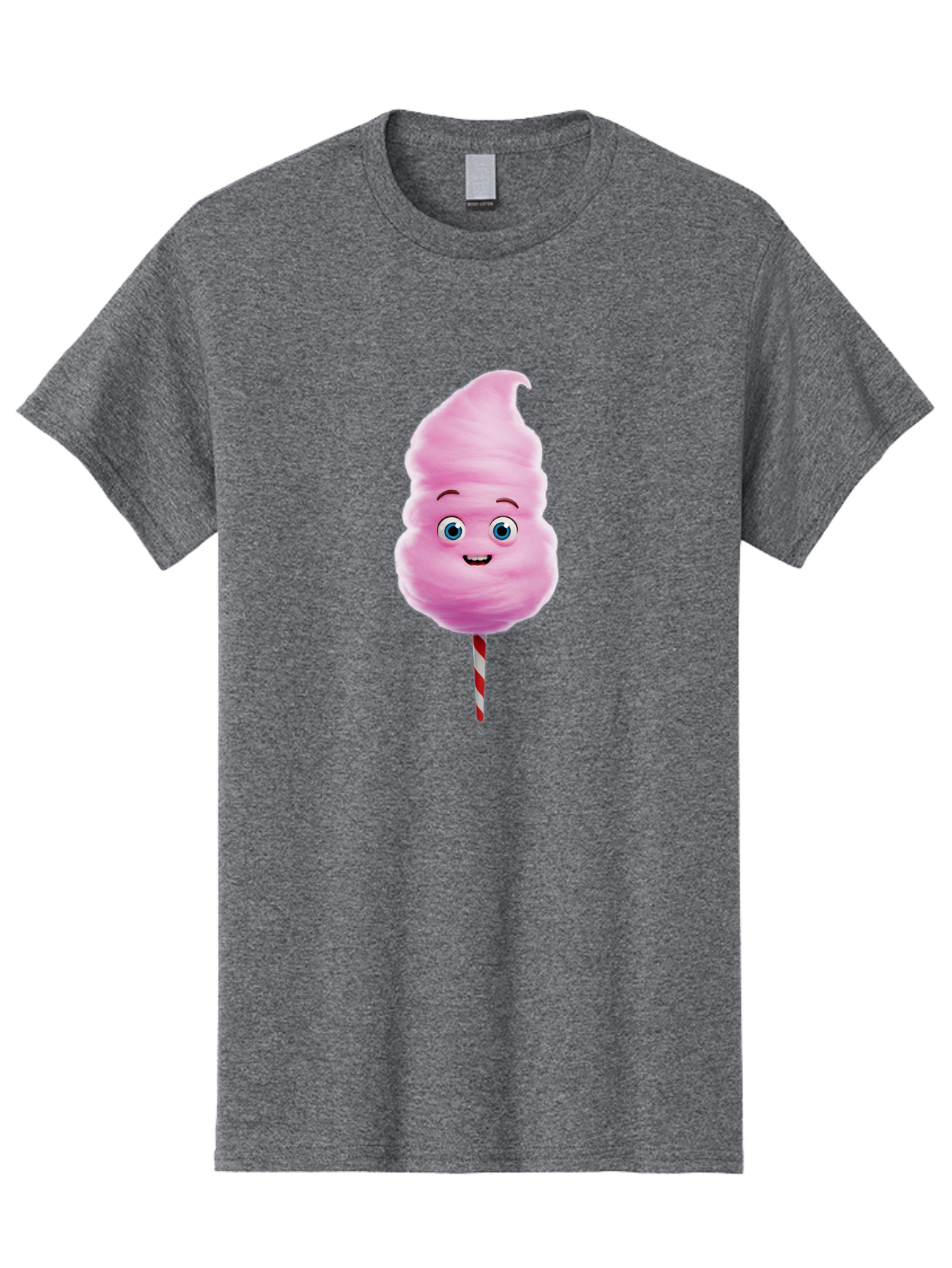 Cotton-Candy-3 Men'S Graphic Tee, 100% Cotton, Comfortable Casual Summer Wear, Machine Washable, Cotton Candy, Fluffy Treat, Cartoon Character, Sweet Delight, Blue Eyes, Cheerful Smile, Striped Stick, Carnival Snack, Party Dessert Bac911