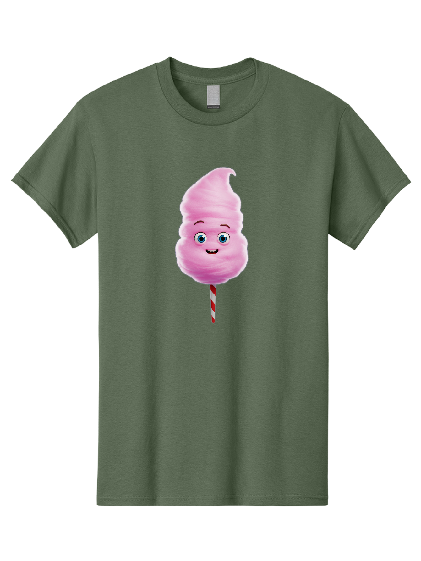 Cotton-Candy-3 Men'S Graphic Tee, 100% Cotton, Comfortable Casual Summer Wear, Machine Washable, Cotton Candy, Fluffy Treat, Cartoon Character, Sweet Delight, Blue Eyes, Cheerful Smile, Striped Stick, Carnival Snack, Party Dessert Bac911