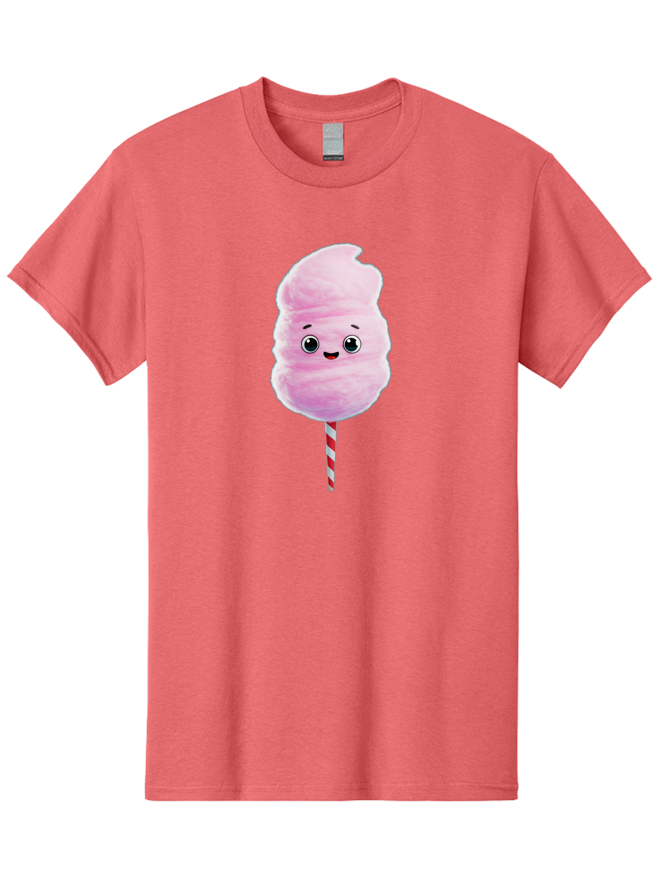 Cotton-Candy-4 Men'S Graphic Tee, 100% Cotton, Comfortable Casual Summer Wear, Machine Washable, Fluffy Pink Cotton Candy, Cartoon Character, Sweet Treat, Striped Stick, Cute Face, Happy Expression, Carnival Snack, Sugary Delight, Bac912