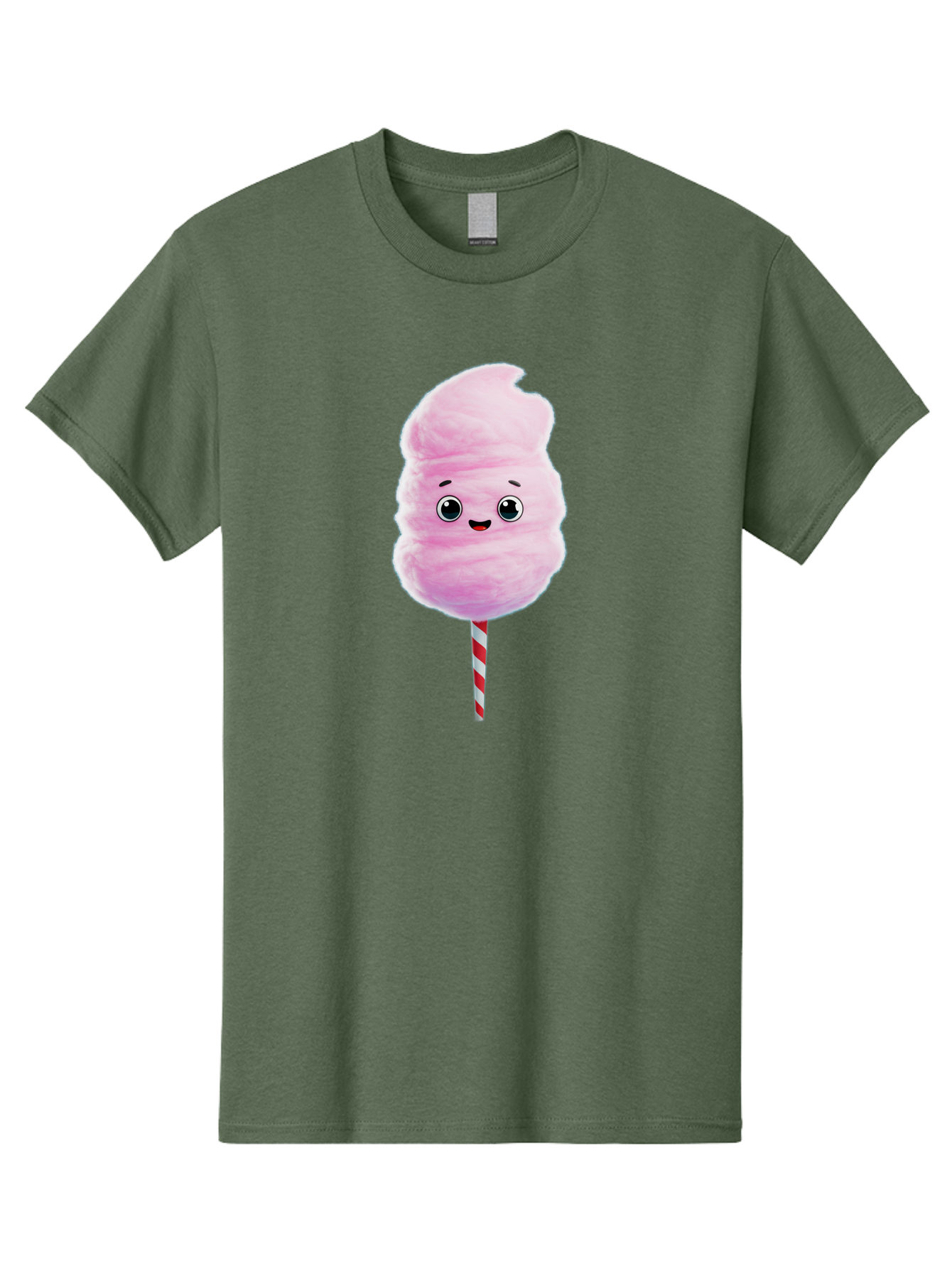 Cotton-Candy-4 Men'S Graphic Tee, 100% Cotton, Comfortable Casual Summer Wear, Machine Washable, Fluffy Pink Cotton Candy, Cartoon Character, Sweet Treat, Striped Stick, Cute Face, Happy Expression, Carnival Snack, Sugary Delight, Bac912