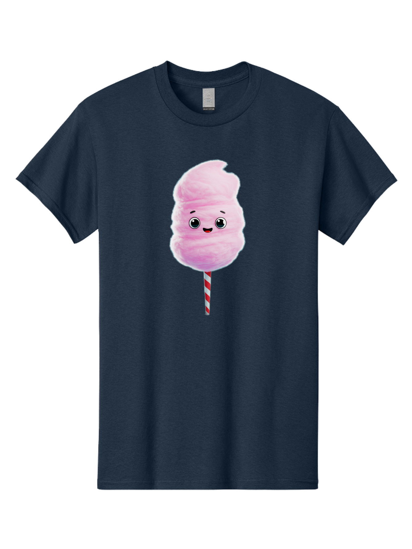 Cotton-Candy-4 Men'S Graphic Tee, 100% Cotton, Comfortable Casual Summer Wear, Machine Washable, Fluffy Pink Cotton Candy, Cartoon Character, Sweet Treat, Striped Stick, Cute Face, Happy Expression, Carnival Snack, Sugary Delight, Bac912