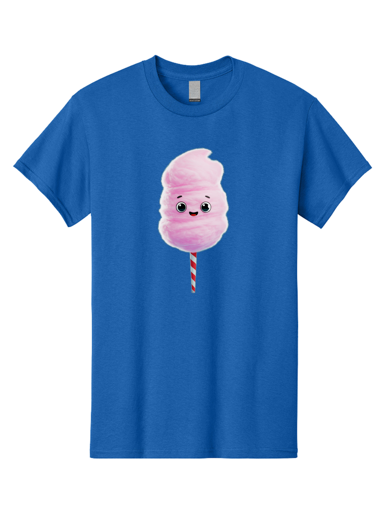 Cotton-Candy-4 Men'S Graphic Tee, 100% Cotton, Comfortable Casual Summer Wear, Machine Washable, Fluffy Pink Cotton Candy, Cartoon Character, Sweet Treat, Striped Stick, Cute Face, Happy Expression, Carnival Snack, Sugary Delight, Bac912