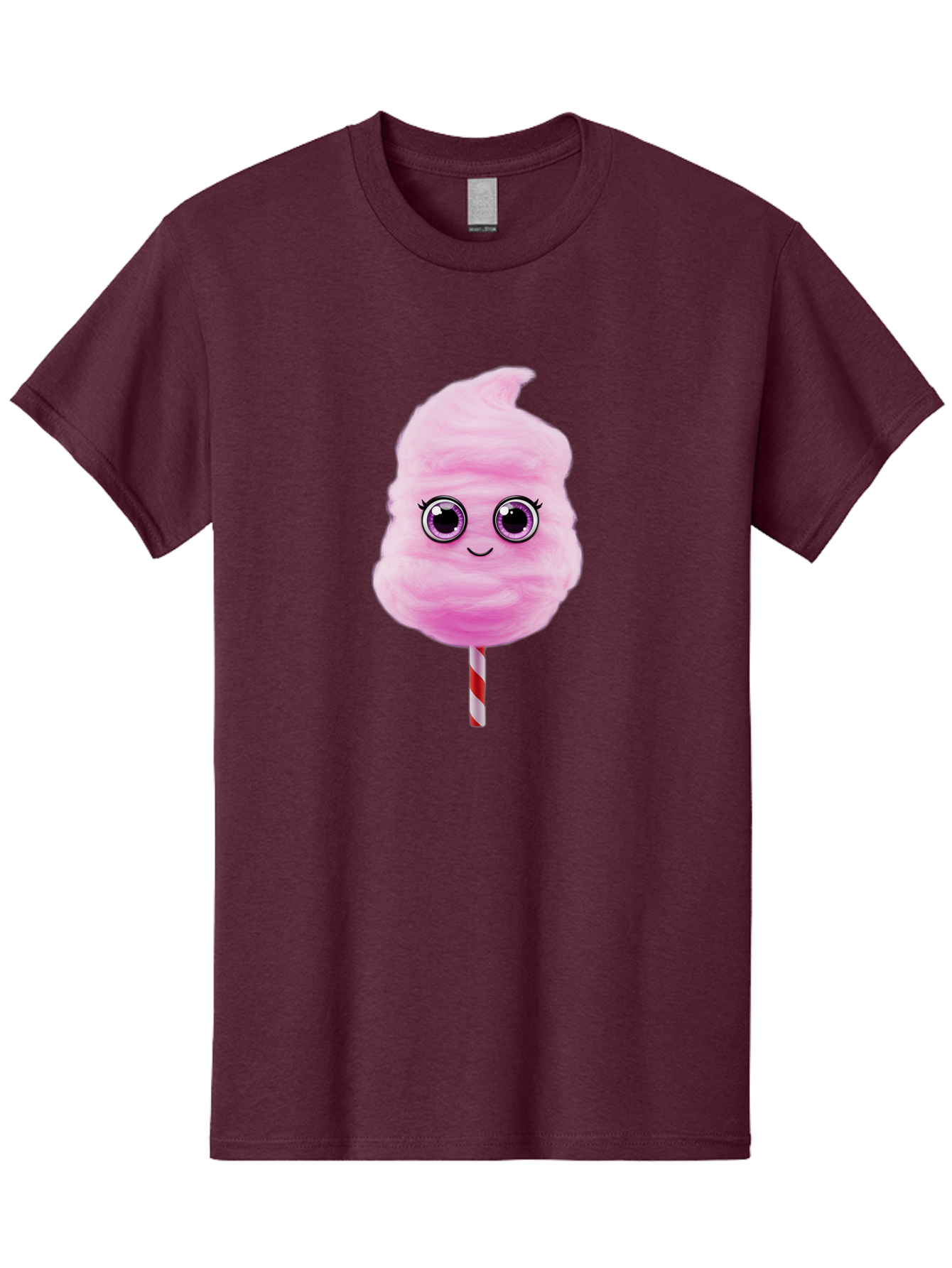 Cotton-Candy-6 Men'S Graphic Tee, 100% Cotton, Comfortable Casual Summer Wear, Machine Washable, Pink Cotton Candy On A Stick, Fluffy Texture, Anthropomorphic Candy, Cute Cartoon Character, Sweet Treats, Carnival Snack, Fun Food, Bac914