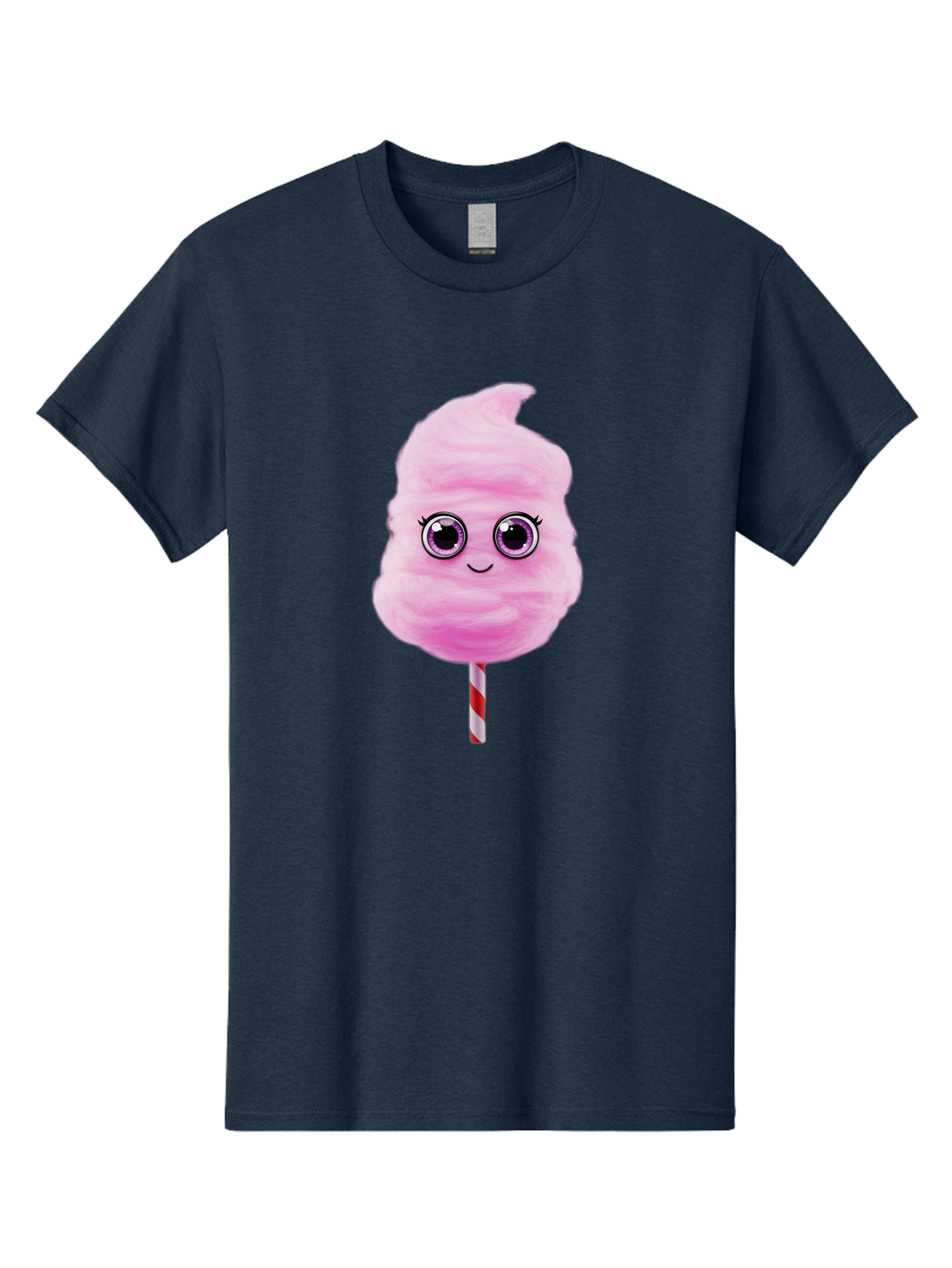 Cotton-Candy-6 Men'S Graphic Tee, 100% Cotton, Comfortable Casual Summer Wear, Machine Washable, Pink Cotton Candy On A Stick, Fluffy Texture, Anthropomorphic Candy, Cute Cartoon Character, Sweet Treats, Carnival Snack, Fun Food, Bac914