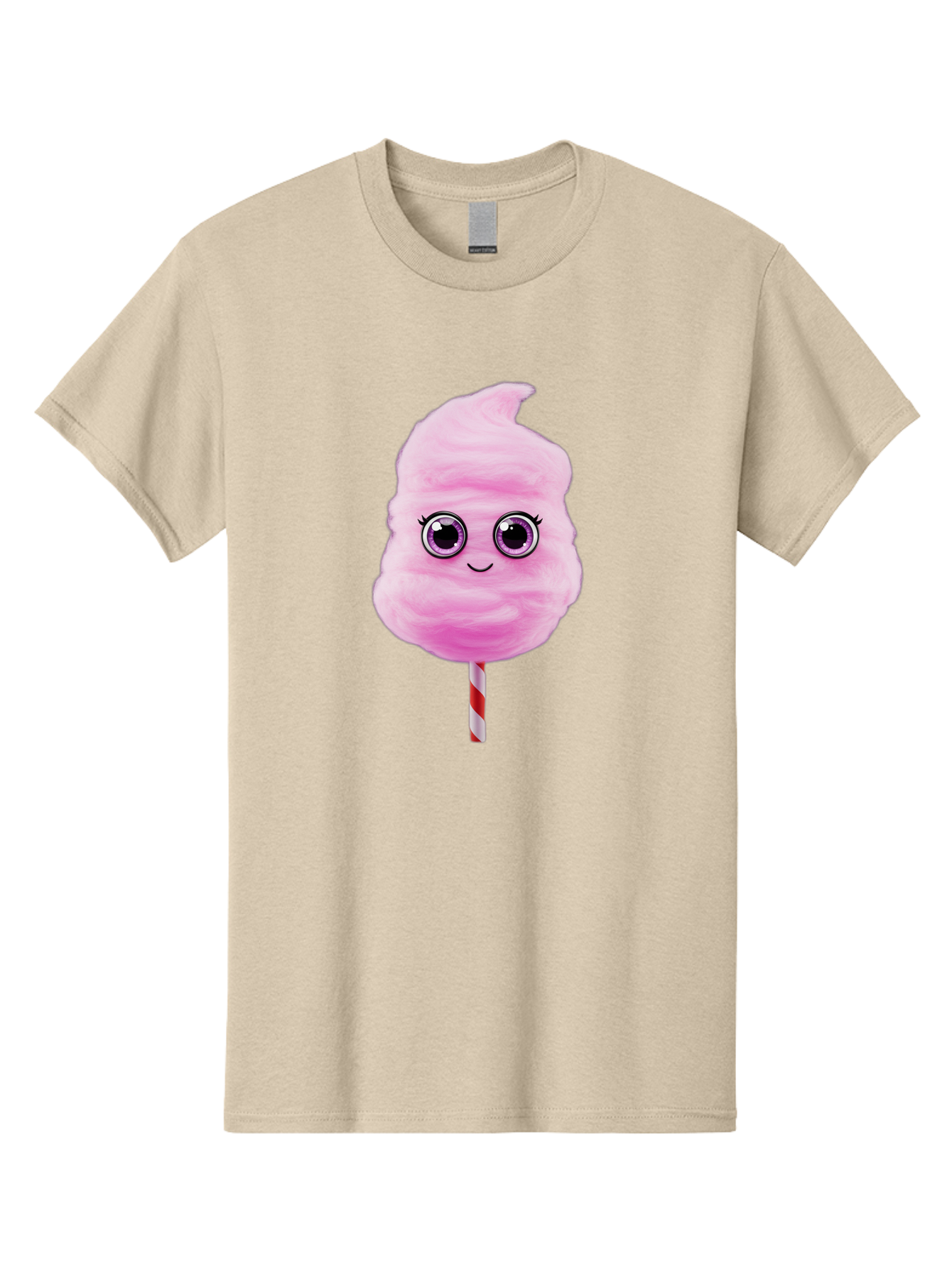 Cotton-Candy-6 Men'S Graphic Tee, 100% Cotton, Comfortable Casual Summer Wear, Machine Washable, Pink Cotton Candy On A Stick, Fluffy Texture, Anthropomorphic Candy, Cute Cartoon Character, Sweet Treats, Carnival Snack, Fun Food, Bac914