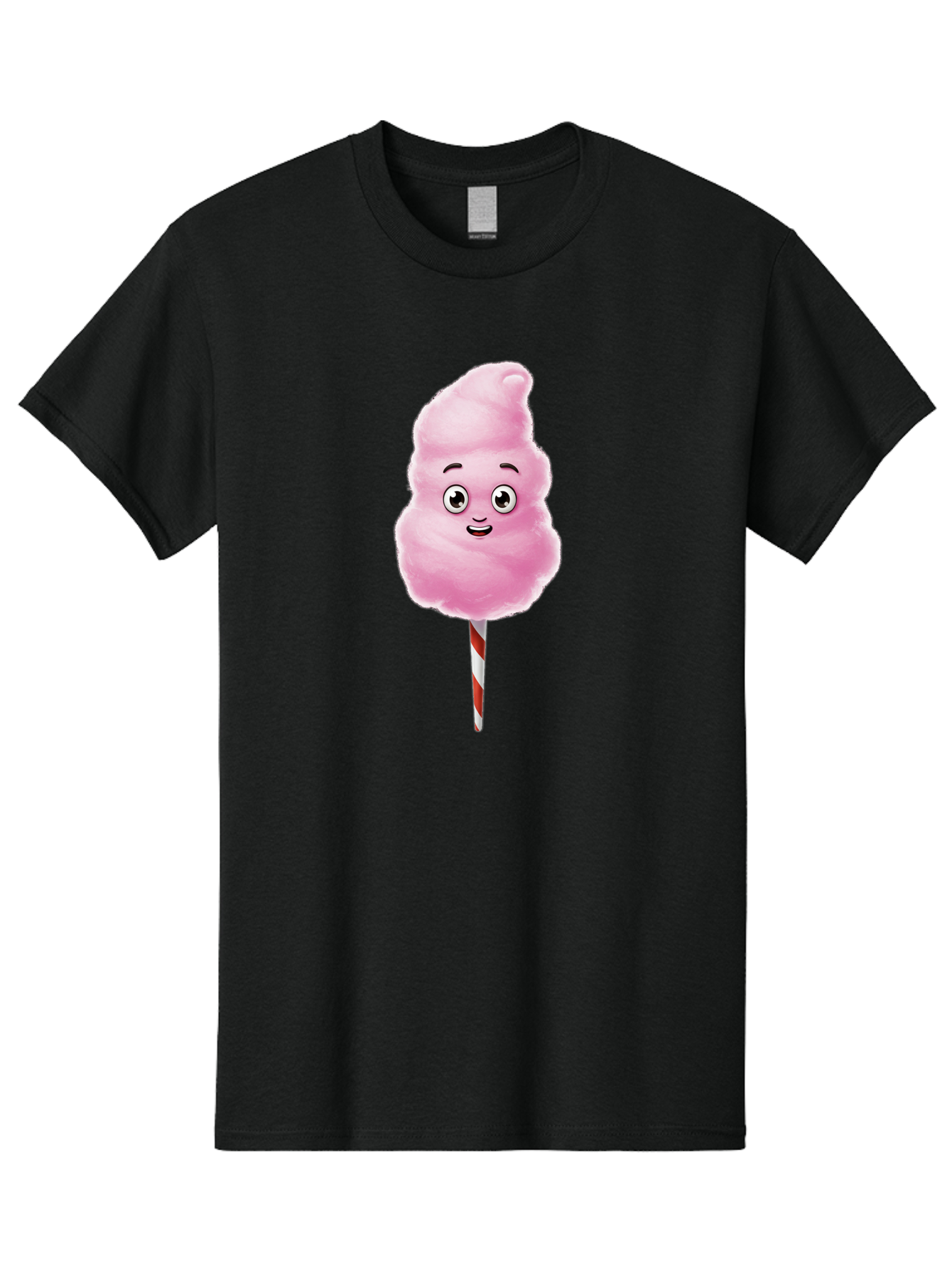 Cotton-Candy-7 Men'S Graphic Tee, 100% Cotton, Comfortable Casual Summer Wear, Machine Washable, Pink Cotton Candy, Cartoon Character, Smiling Face, Happy Eyes, Red And White Stick, Sweet Treat, Fluffy Texture, Cartoon Candy Bac915