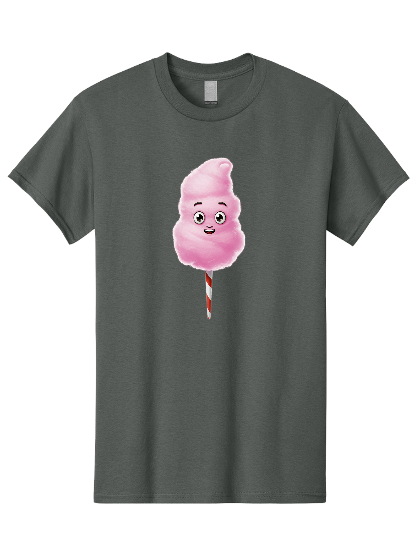 Cotton-Candy-7 Men'S Graphic Tee, 100% Cotton, Comfortable Casual Summer Wear, Machine Washable, Pink Cotton Candy, Cartoon Character, Smiling Face, Happy Eyes, Red And White Stick, Sweet Treat, Fluffy Texture, Cartoon Candy Bac915