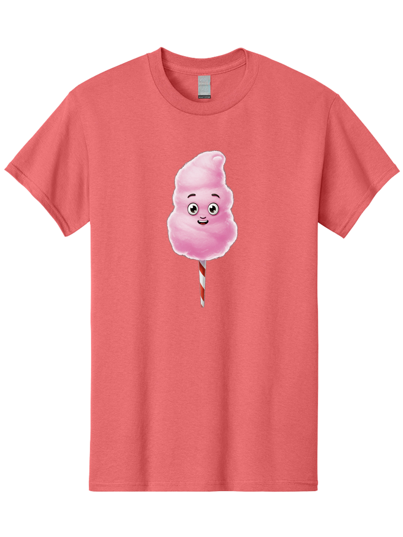 Cotton-Candy-7 Men'S Graphic Tee, 100% Cotton, Comfortable Casual Summer Wear, Machine Washable, Pink Cotton Candy, Cartoon Character, Smiling Face, Happy Eyes, Red And White Stick, Sweet Treat, Fluffy Texture, Cartoon Candy Bac915