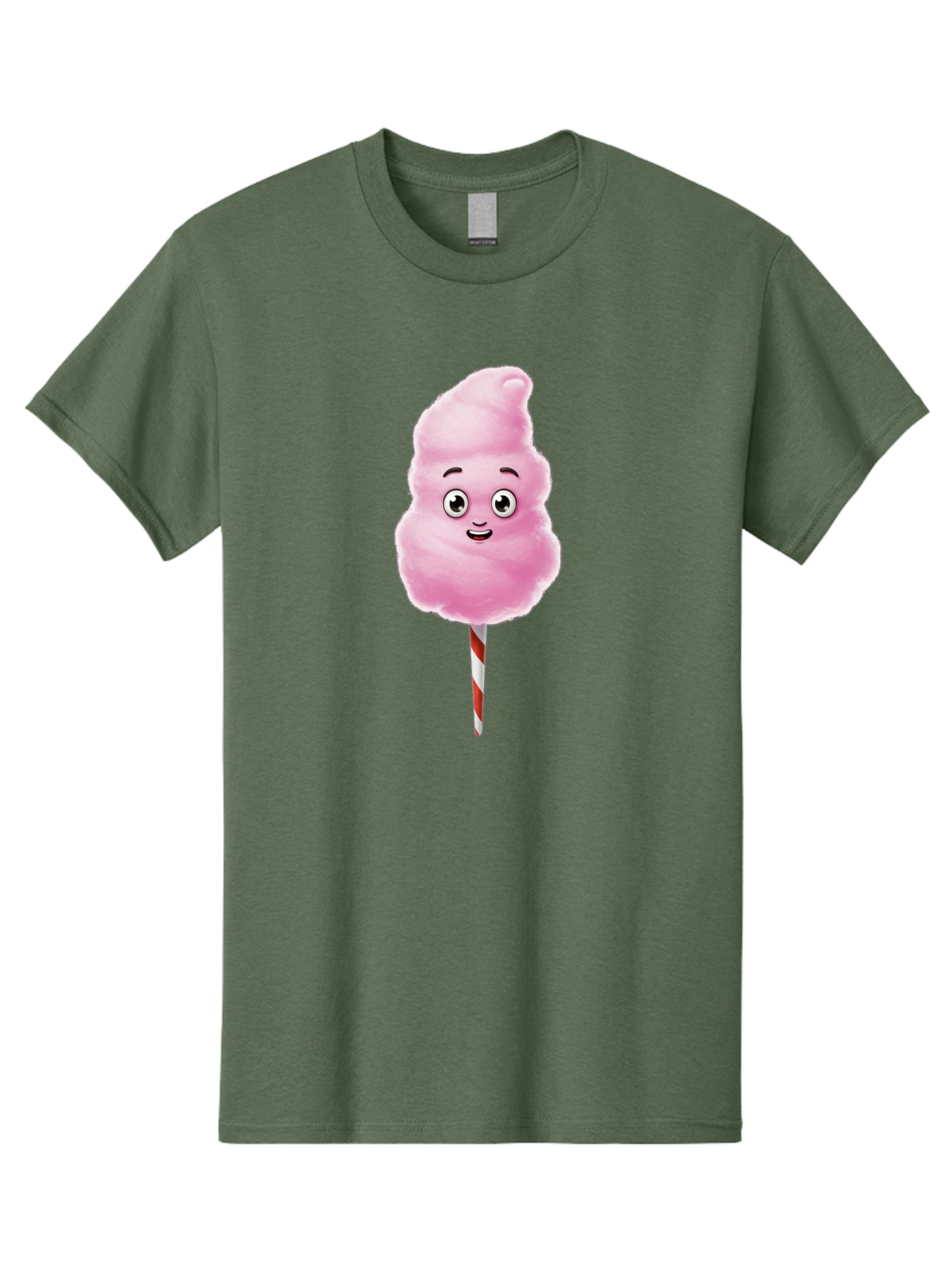 Cotton-Candy-7 Men'S Graphic Tee, 100% Cotton, Comfortable Casual Summer Wear, Machine Washable, Pink Cotton Candy, Cartoon Character, Smiling Face, Happy Eyes, Red And White Stick, Sweet Treat, Fluffy Texture, Cartoon Candy Bac915
