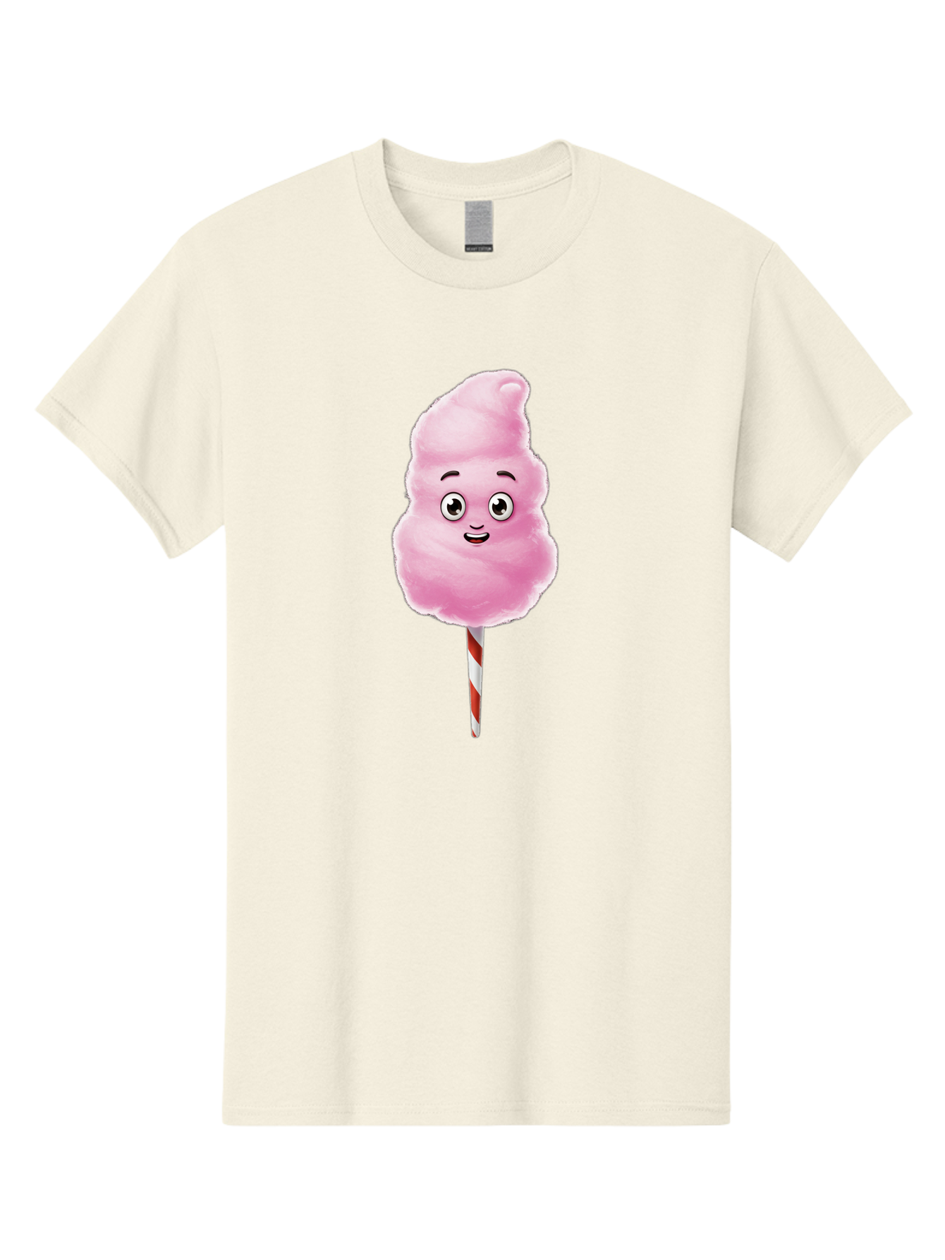 Cotton-Candy-7 Men'S Graphic Tee, 100% Cotton, Comfortable Casual Summer Wear, Machine Washable, Pink Cotton Candy, Cartoon Character, Smiling Face, Happy Eyes, Red And White Stick, Sweet Treat, Fluffy Texture, Cartoon Candy Bac915