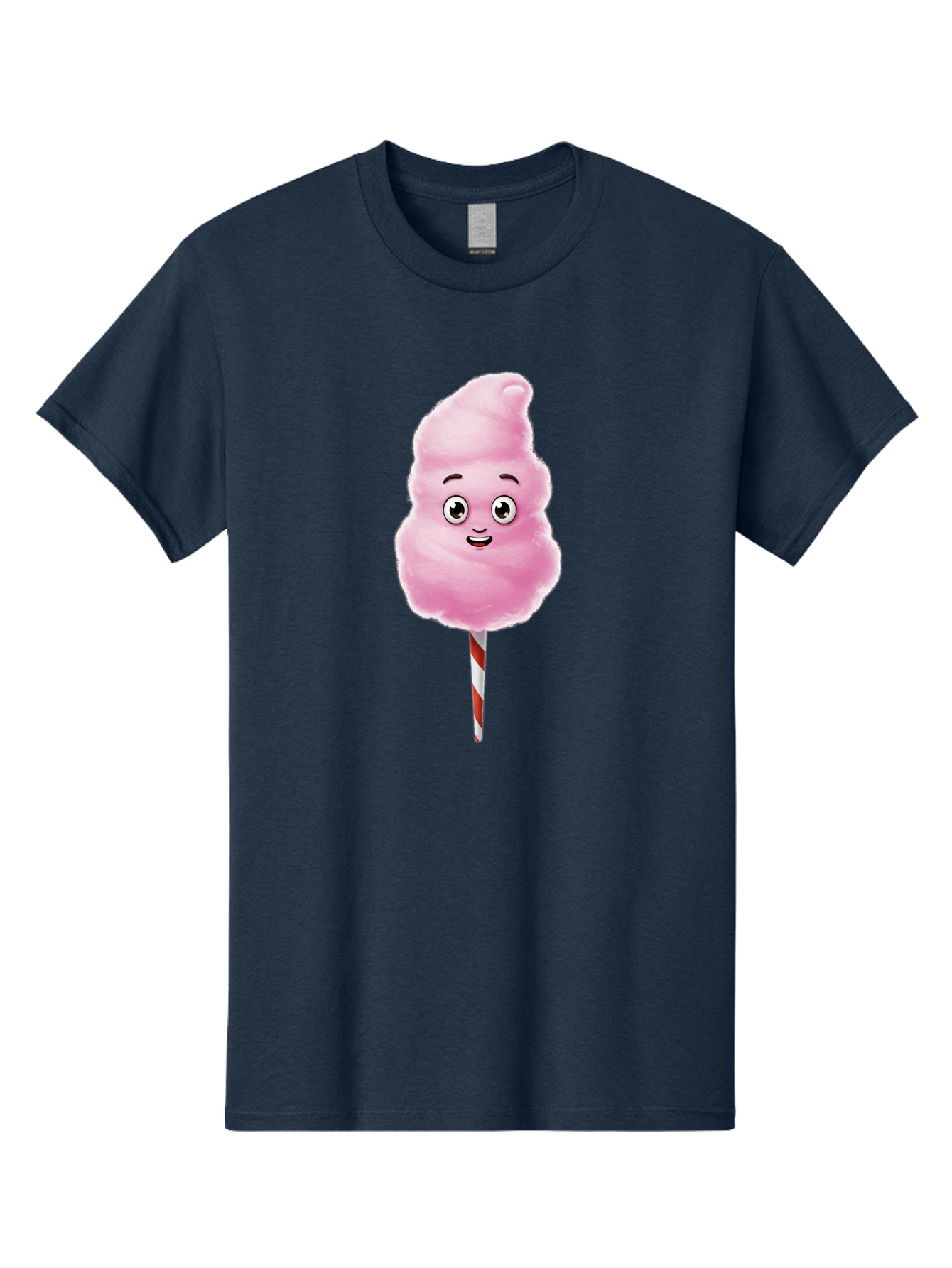 Cotton-Candy-7 Men'S Graphic Tee, 100% Cotton, Comfortable Casual Summer Wear, Machine Washable, Pink Cotton Candy, Cartoon Character, Smiling Face, Happy Eyes, Red And White Stick, Sweet Treat, Fluffy Texture, Cartoon Candy Bac915