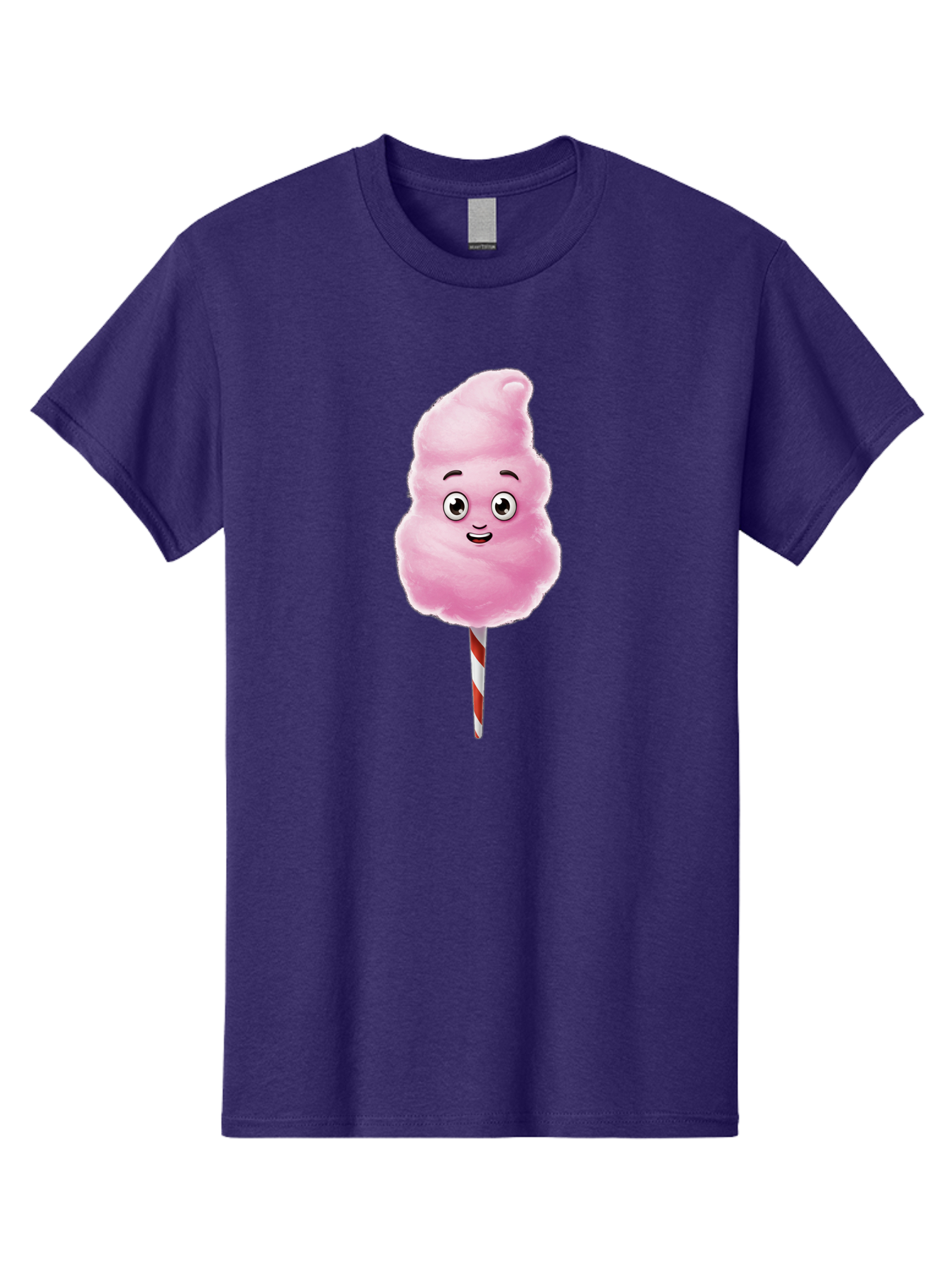 Cotton-Candy-7 Men'S Graphic Tee, 100% Cotton, Comfortable Casual Summer Wear, Machine Washable, Pink Cotton Candy, Cartoon Character, Smiling Face, Happy Eyes, Red And White Stick, Sweet Treat, Fluffy Texture, Cartoon Candy Bac915