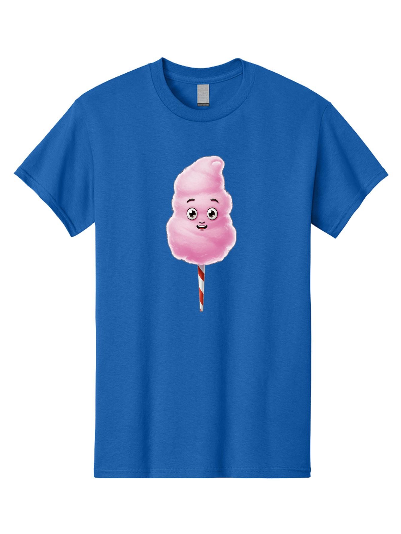 Cotton-Candy-7 Men'S Graphic Tee, 100% Cotton, Comfortable Casual Summer Wear, Machine Washable, Pink Cotton Candy, Cartoon Character, Smiling Face, Happy Eyes, Red And White Stick, Sweet Treat, Fluffy Texture, Cartoon Candy Bac915