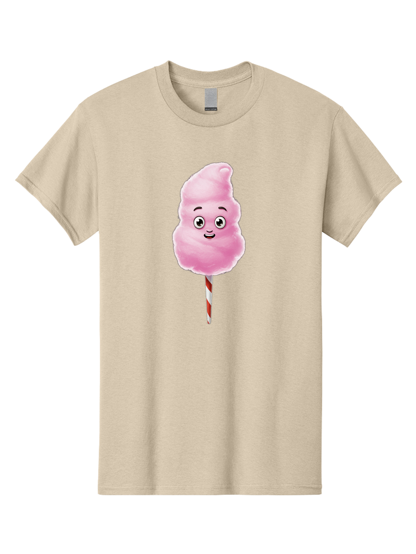 Cotton-Candy-7 Men'S Graphic Tee, 100% Cotton, Comfortable Casual Summer Wear, Machine Washable, Pink Cotton Candy, Cartoon Character, Smiling Face, Happy Eyes, Red And White Stick, Sweet Treat, Fluffy Texture, Cartoon Candy Bac915