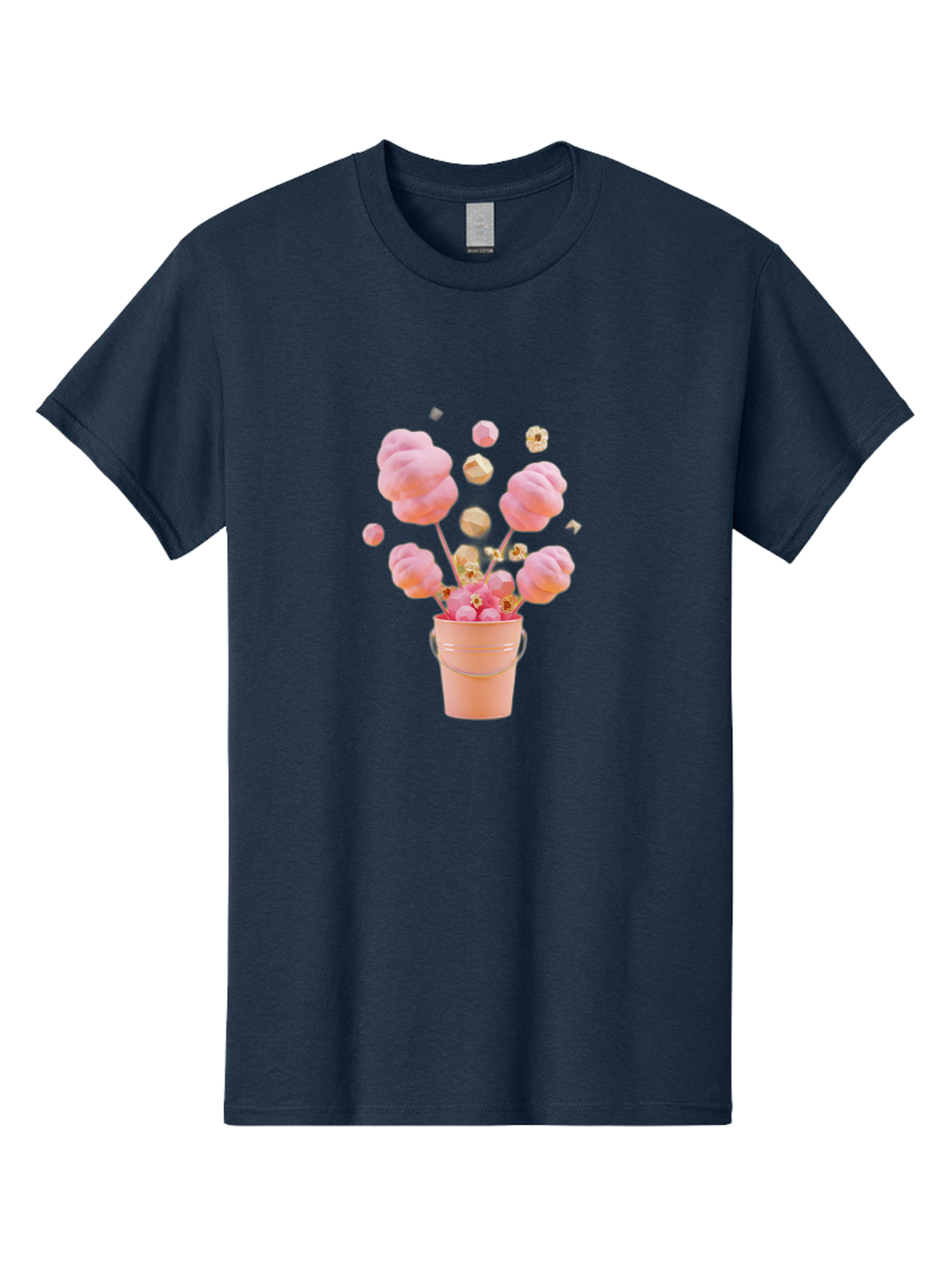 Cotton-Candy-Bucket Men'S Graphic Tee, 100% Cotton, Comfortable Casual Summer Wear, Machine Washable, Pink Cotton Candy, Candy In Bucket, Sweet Treats, Fluffy Candy, Cotton Candy, Sweet Pink, Candy Bucket, Colorful Candy, Whimsical Dessert Bac920