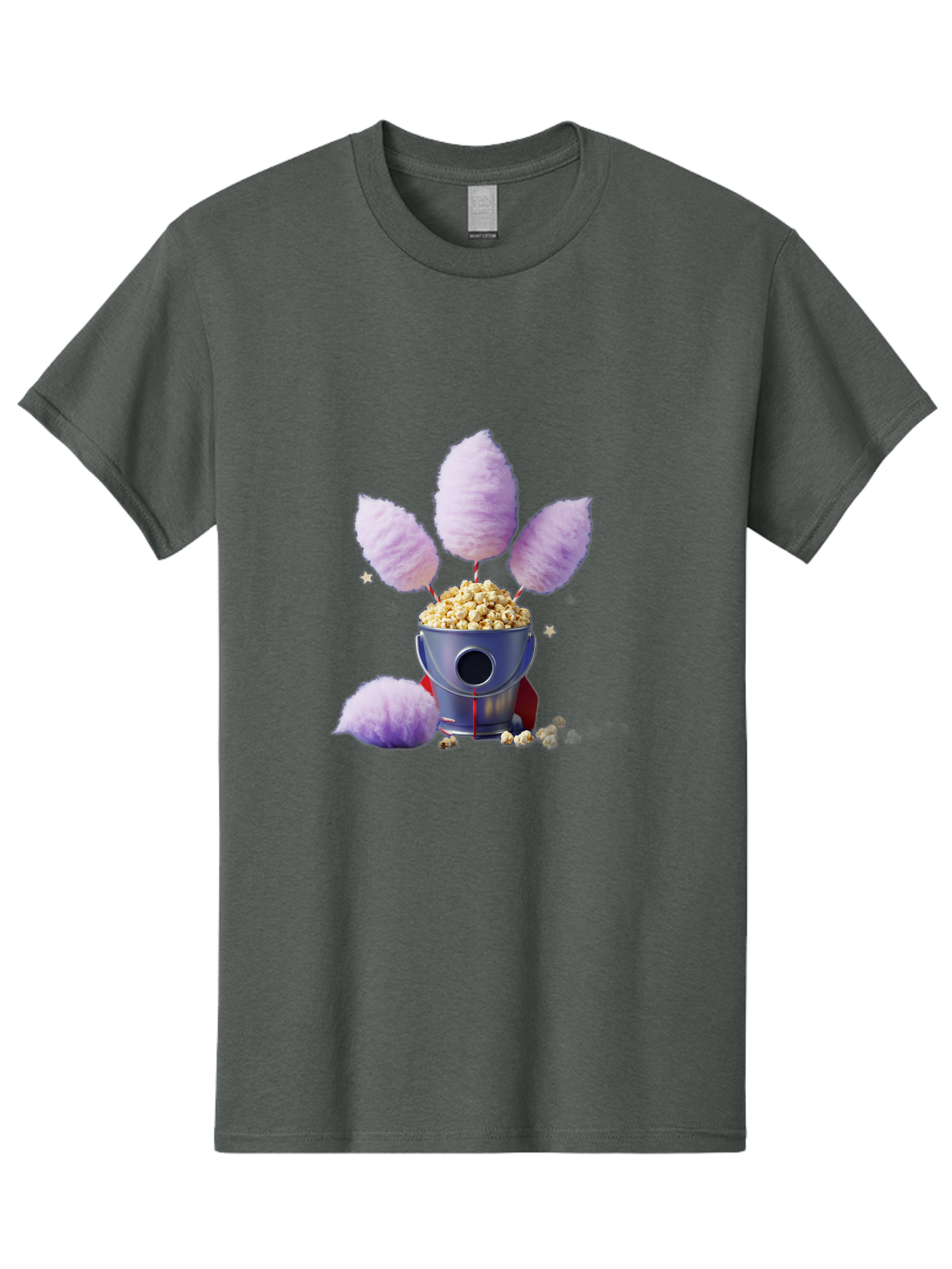 Cotton-Candy-Machine Men'S Graphic Tee, 100% Cotton, Comfortable Casual Summer Wear, Machine Washable, Cotton Candy Machine, Popcorn, Fluffy Treats, Carnival Delights, Sweet Tooth, Fun Snacks, Party Favors, Whimsical Dessert Bac922