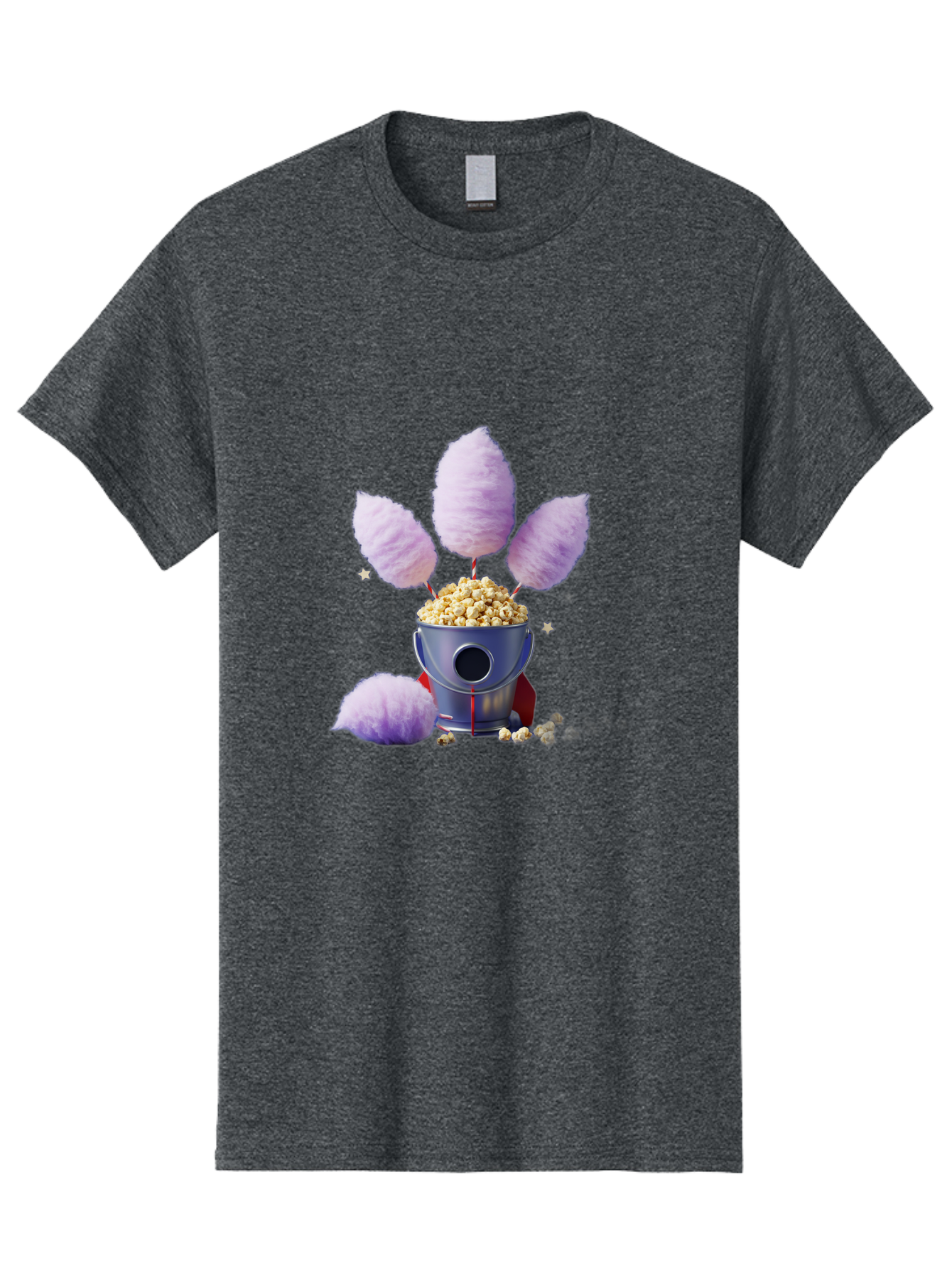 Cotton-Candy-Machine Men'S Graphic Tee, 100% Cotton, Comfortable Casual Summer Wear, Machine Washable, Cotton Candy Machine, Popcorn, Fluffy Treats, Carnival Delights, Sweet Tooth, Fun Snacks, Party Favors, Whimsical Dessert Bac922