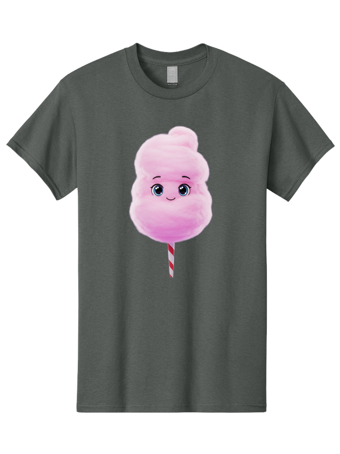 Cotton-Candy Men'S Graphic Tee, 100% Cotton, Comfortable Casual Summer Wear, Machine Washable, Pink Cotton Candy, Cartoon Character, Fluffy Treat, Sweet Snack, Fun Food, Playful Design, Cartoon Style, Fluffy Texture, Cute Face Bac923