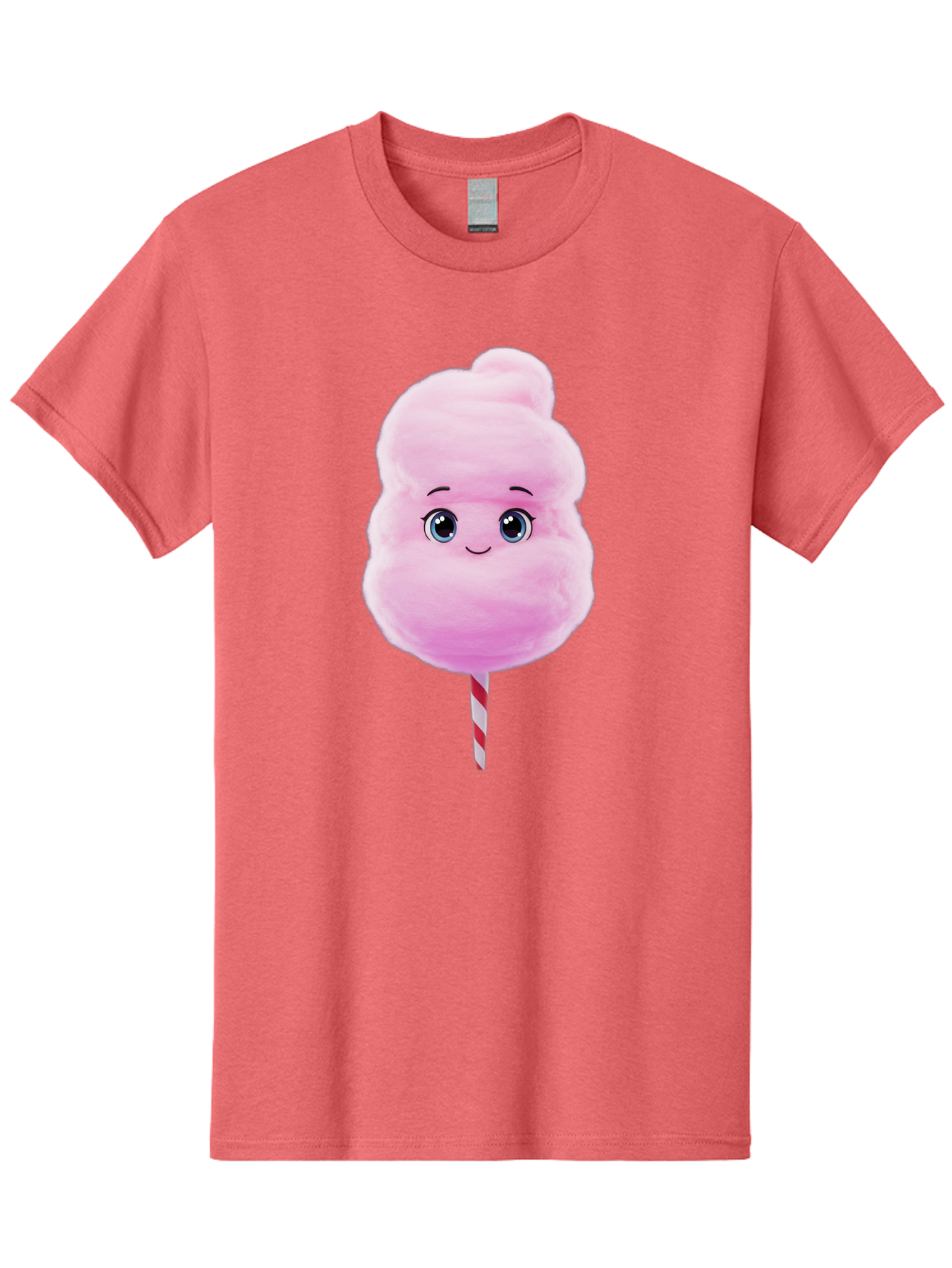 Cotton-Candy Men'S Graphic Tee, 100% Cotton, Comfortable Casual Summer Wear, Machine Washable, Pink Cotton Candy, Cartoon Character, Fluffy Treat, Sweet Snack, Fun Food, Playful Design, Cartoon Style, Fluffy Texture, Cute Face Bac923