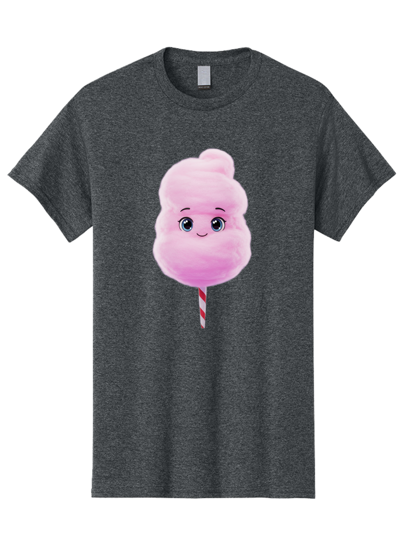 Cotton-Candy Men'S Graphic Tee, 100% Cotton, Comfortable Casual Summer Wear, Machine Washable, Pink Cotton Candy, Cartoon Character, Fluffy Treat, Sweet Snack, Fun Food, Playful Design, Cartoon Style, Fluffy Texture, Cute Face Bac923