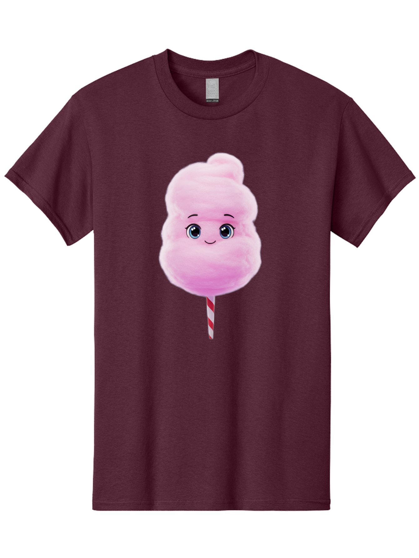 Cotton-Candy Men'S Graphic Tee, 100% Cotton, Comfortable Casual Summer Wear, Machine Washable, Pink Cotton Candy, Cartoon Character, Fluffy Treat, Sweet Snack, Fun Food, Playful Design, Cartoon Style, Fluffy Texture, Cute Face Bac923