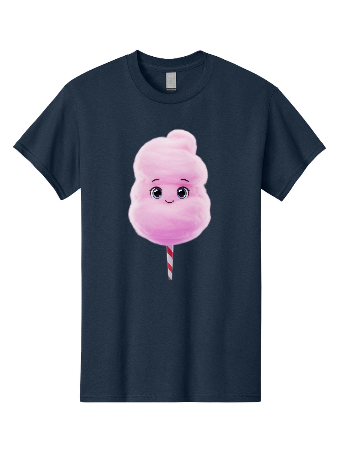 Cotton-Candy Men'S Graphic Tee, 100% Cotton, Comfortable Casual Summer Wear, Machine Washable, Pink Cotton Candy, Cartoon Character, Fluffy Treat, Sweet Snack, Fun Food, Playful Design, Cartoon Style, Fluffy Texture, Cute Face Bac923