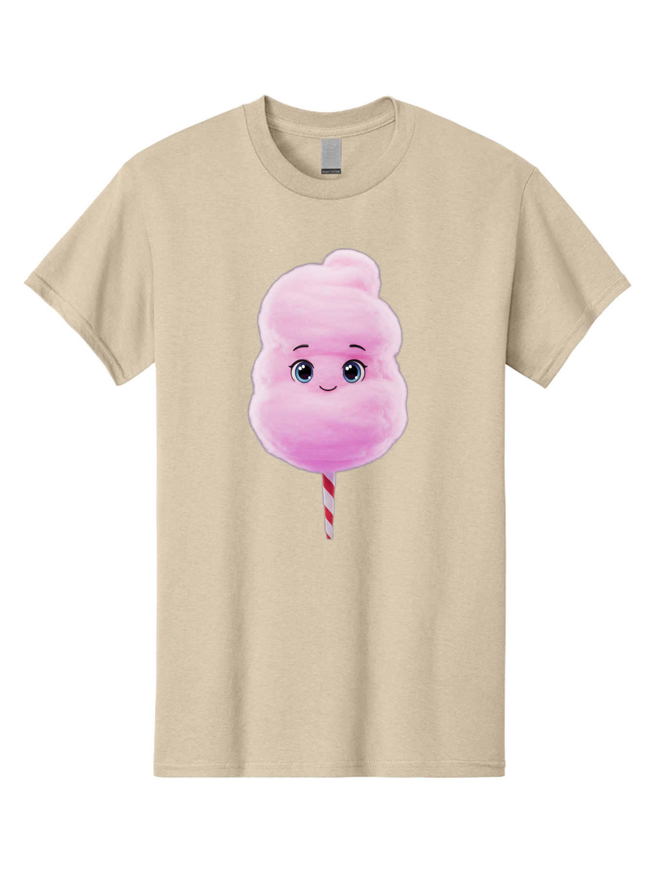Cotton-Candy Men'S Graphic Tee, 100% Cotton, Comfortable Casual Summer Wear, Machine Washable, Pink Cotton Candy, Cartoon Character, Fluffy Treat, Sweet Snack, Fun Food, Playful Design, Cartoon Style, Fluffy Texture, Cute Face Bac923