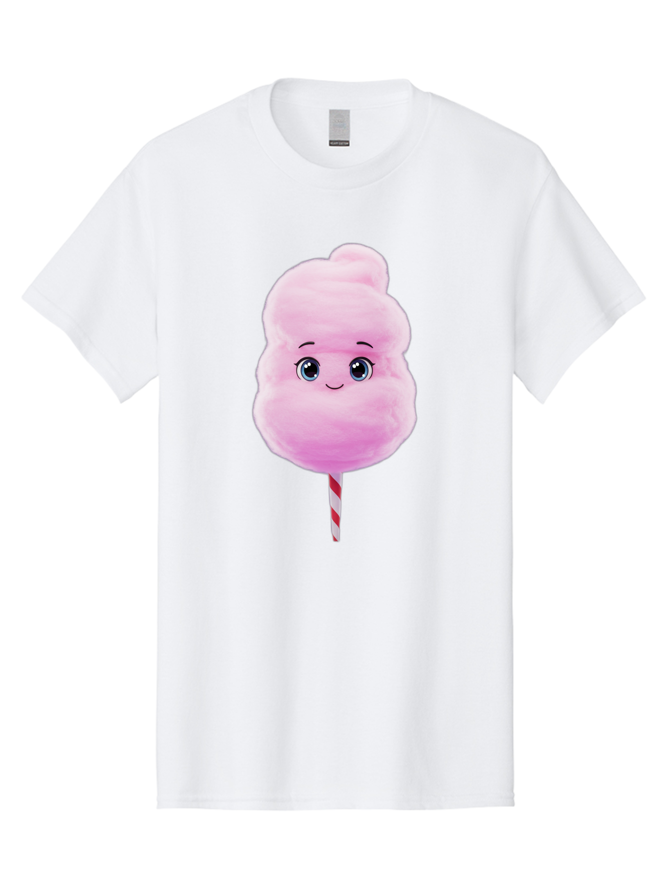 Cotton-Candy Men'S Graphic Tee, 100% Cotton, Comfortable Casual Summer Wear, Machine Washable, Pink Cotton Candy, Cartoon Character, Fluffy Treat, Sweet Snack, Fun Food, Playful Design, Cartoon Style, Fluffy Texture, Cute Face Bac923