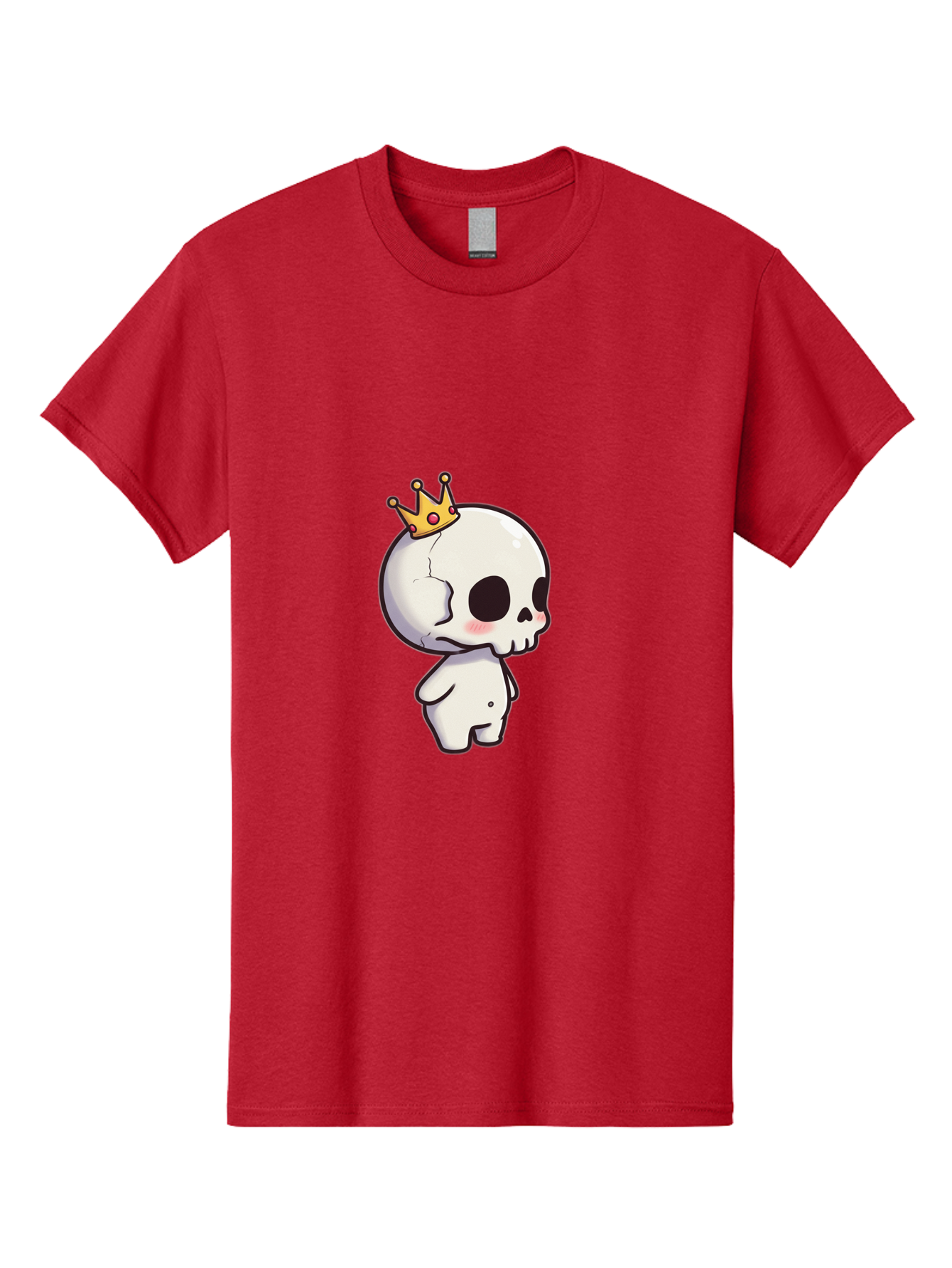 Cracked-Skull-With-Crown Men'S Graphic Tee, 100% Cotton, Comfortable Casual Summer Wear, Machine Washable, Cartoon Skull With Crown, Cute Skull, Kawaii Art, Skull Character, Crowned Character, Anime Style, Digital Illustration, Quirky Design, Bac927