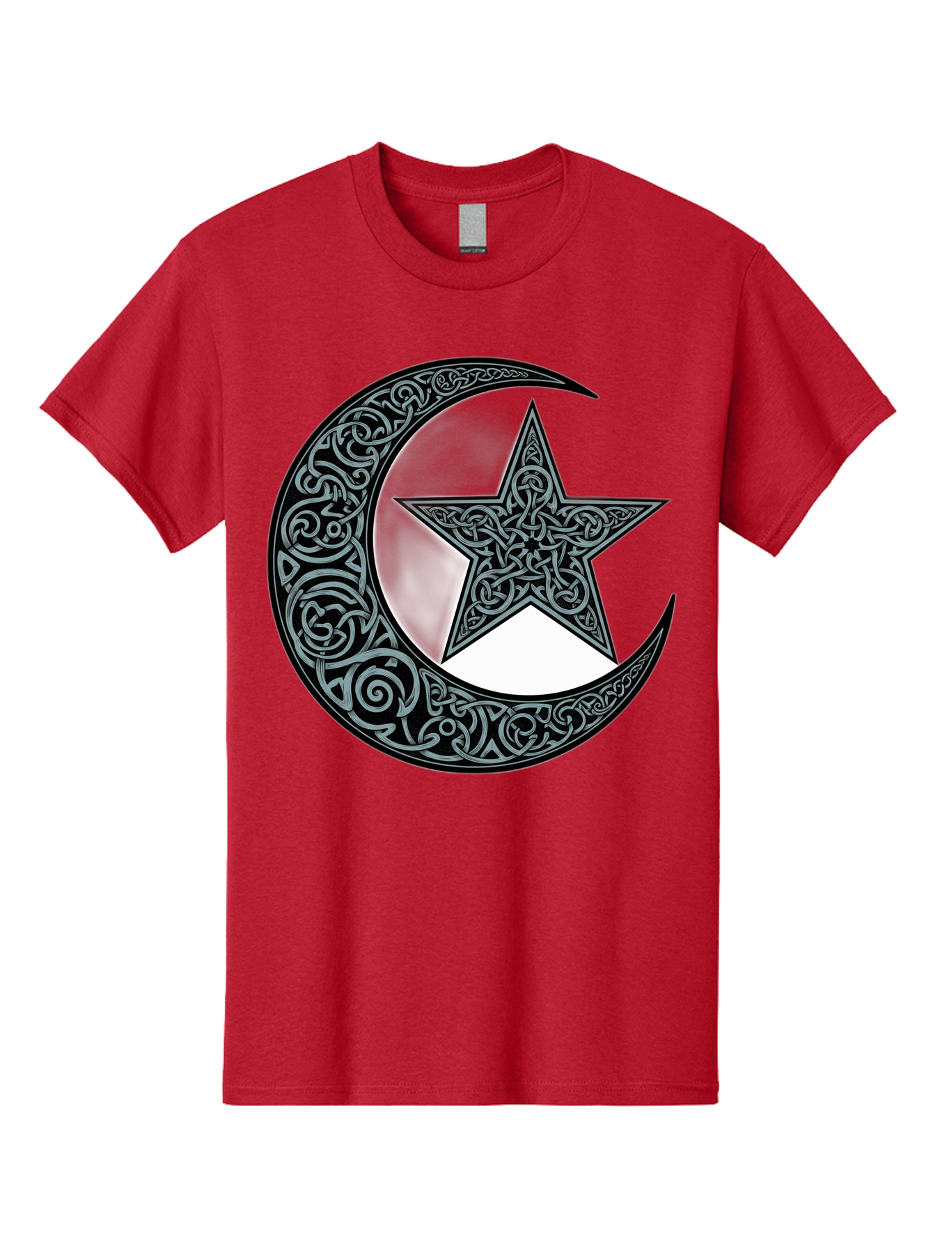 Crescent-Moon-Star Men'S Graphic Tee, 100% Cotton, Comfortable Casual Summer Wear, Machine Washable, Crescent Moon, Star Symbol, Islamic Symbol, Arabic Art, Intricate Designs, Ornate Patterns, Cultural Heritage, Islamic Art, Bac933