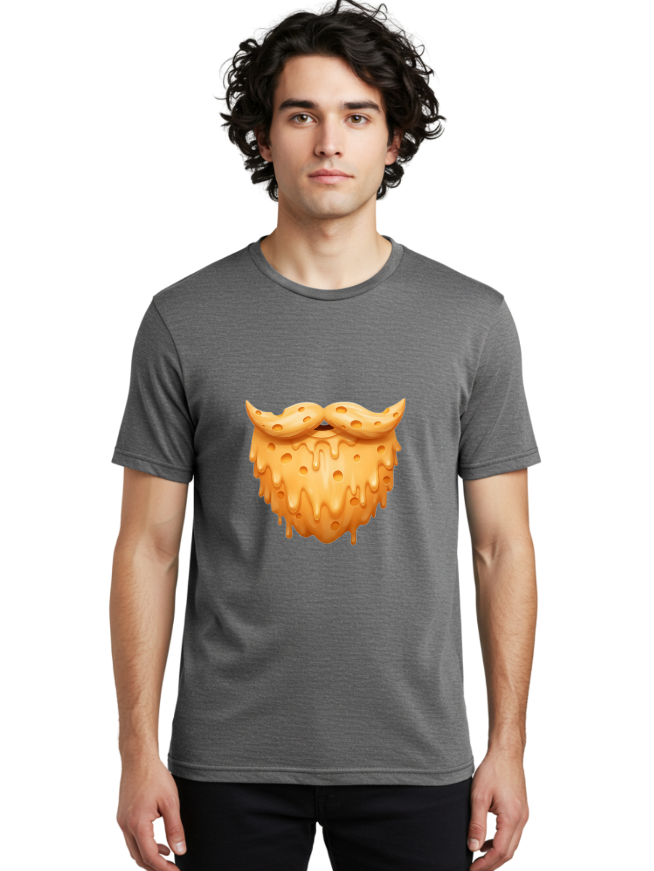 Croissant-With-Mustache Men'S Graphic Tee, 100% Cotton, Comfortable Casual Summer Wear, Machine Washable, Doughnut With Mustache, Sweet Treats, Baked Goods, Quirky Humor, Funny Faces, Dessert Lovers, Creative Food Art, Playful Graphics Bac936