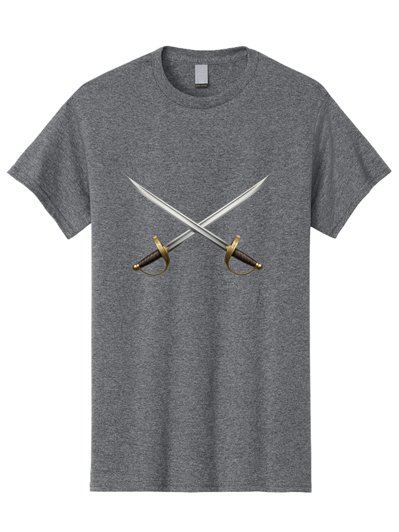 Crossed-Swords-3 Men'S Graphic Tee, 100% Cotton, Comfortable Casual Summer Wear, Machine Washable, Crossed Swords, Dueling Swords, Medieval Swords, Sharp Blades, Black Handles, Gold Accents, Symbolic Imagery, Martial Arts, Historical Combat Bac943