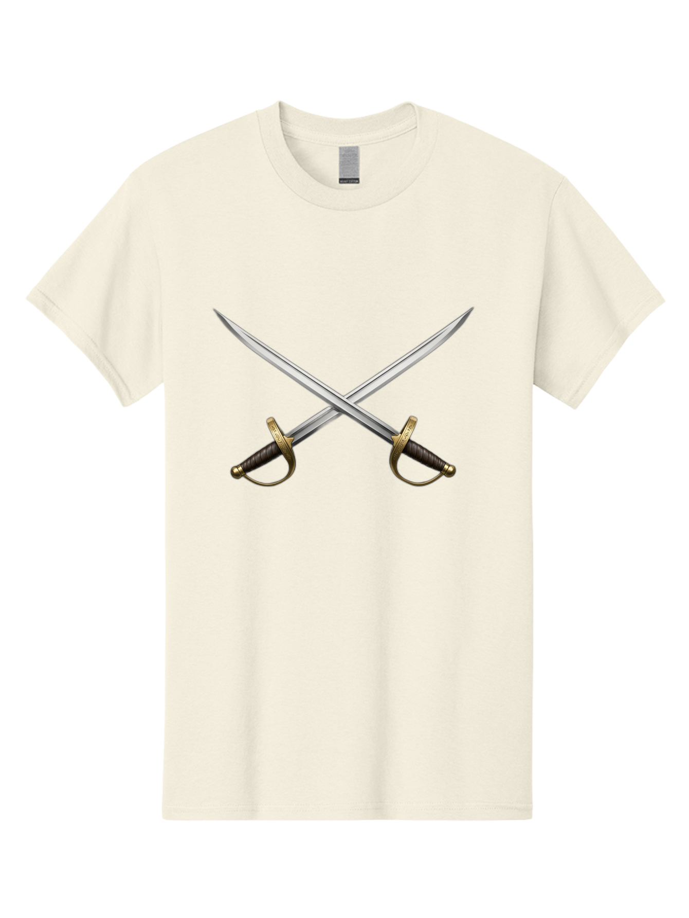 Crossed-Swords-3 Men'S Graphic Tee, 100% Cotton, Comfortable Casual Summer Wear, Machine Washable, Crossed Swords, Dueling Swords, Medieval Swords, Sharp Blades, Black Handles, Gold Accents, Symbolic Imagery, Martial Arts, Historical Combat Bac943