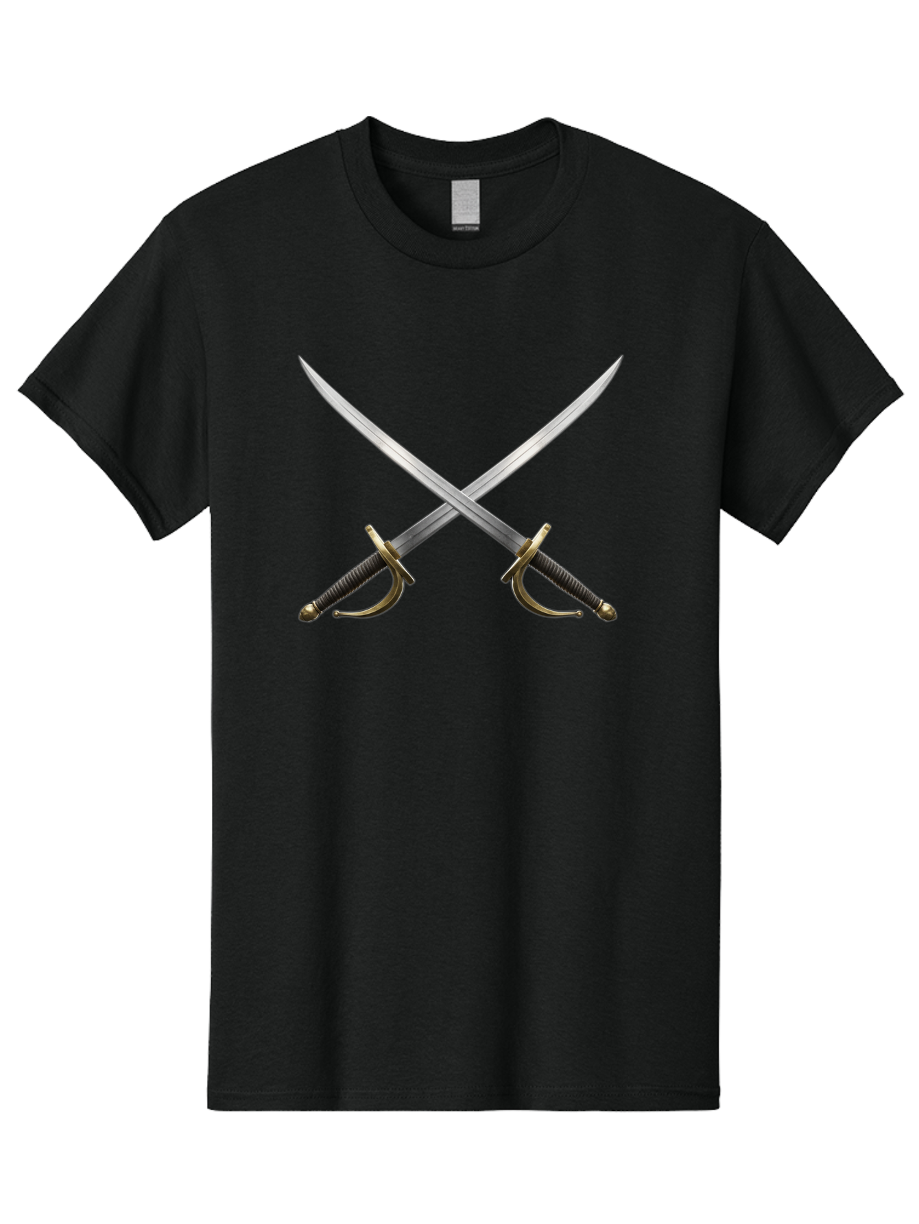 Crossed-Swords Men'S Graphic Tee, 100% Cotton, Comfortable Casual Summer Wear, Machine Washable, Crossed Swords, Sword Fight, Medieval Weapons, Historical Swords, Battle Ready, Sharp Blades, Metal Swords, Historical Warfare, Sword Duel Bac944