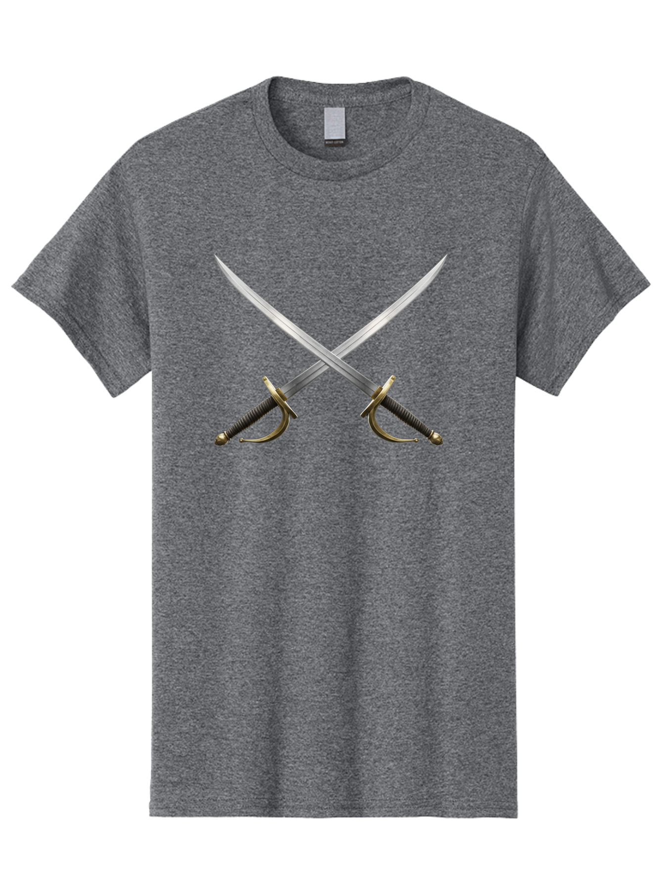 Crossed-Swords Men'S Graphic Tee, 100% Cotton, Comfortable Casual Summer Wear, Machine Washable, Crossed Swords, Sword Fight, Medieval Weapons, Historical Swords, Battle Ready, Sharp Blades, Metal Swords, Historical Warfare, Sword Duel Bac944