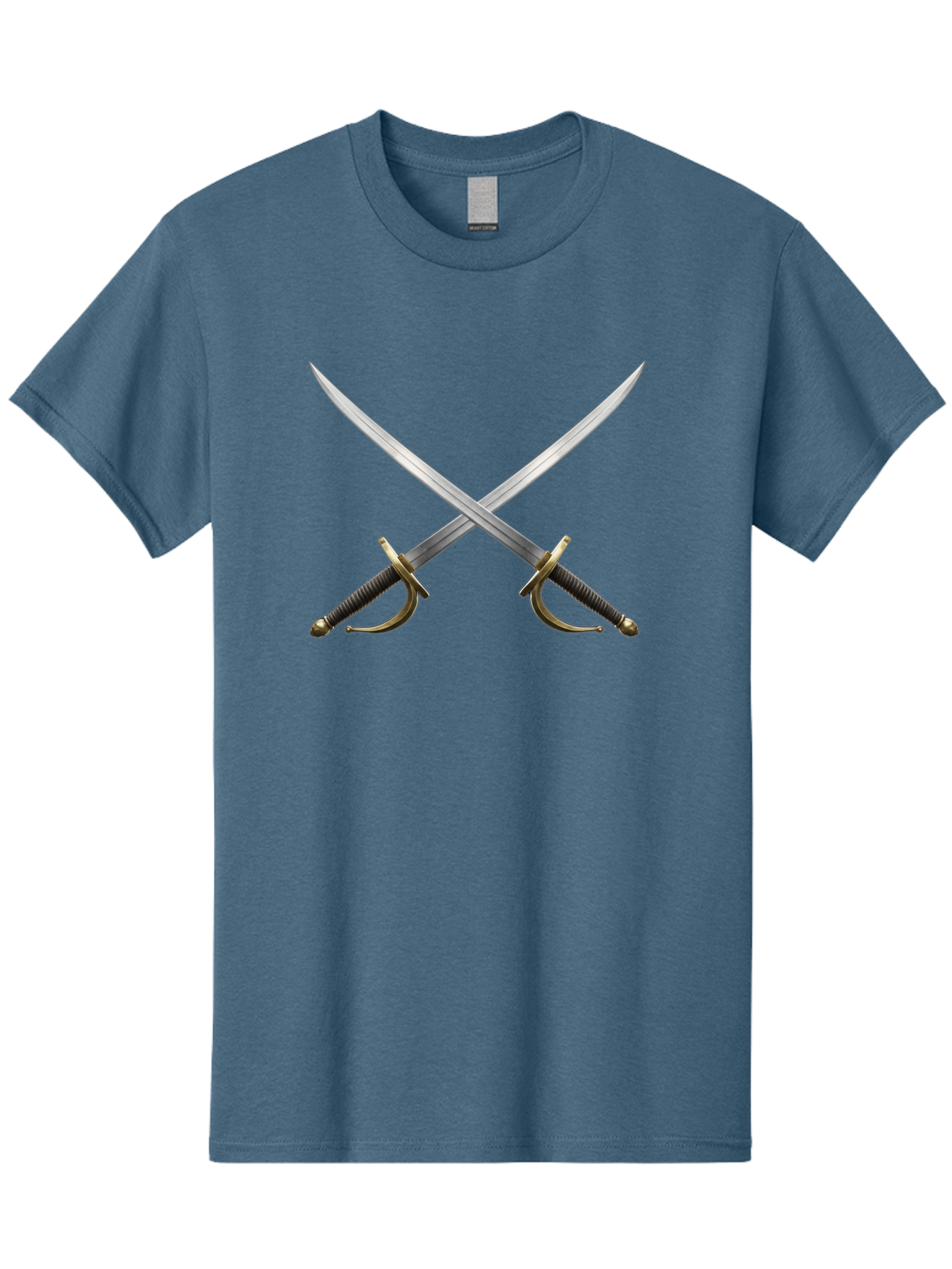Crossed-Swords Men'S Graphic Tee, 100% Cotton, Comfortable Casual Summer Wear, Machine Washable, Crossed Swords, Sword Fight, Medieval Weapons, Historical Swords, Battle Ready, Sharp Blades, Metal Swords, Historical Warfare, Sword Duel Bac944