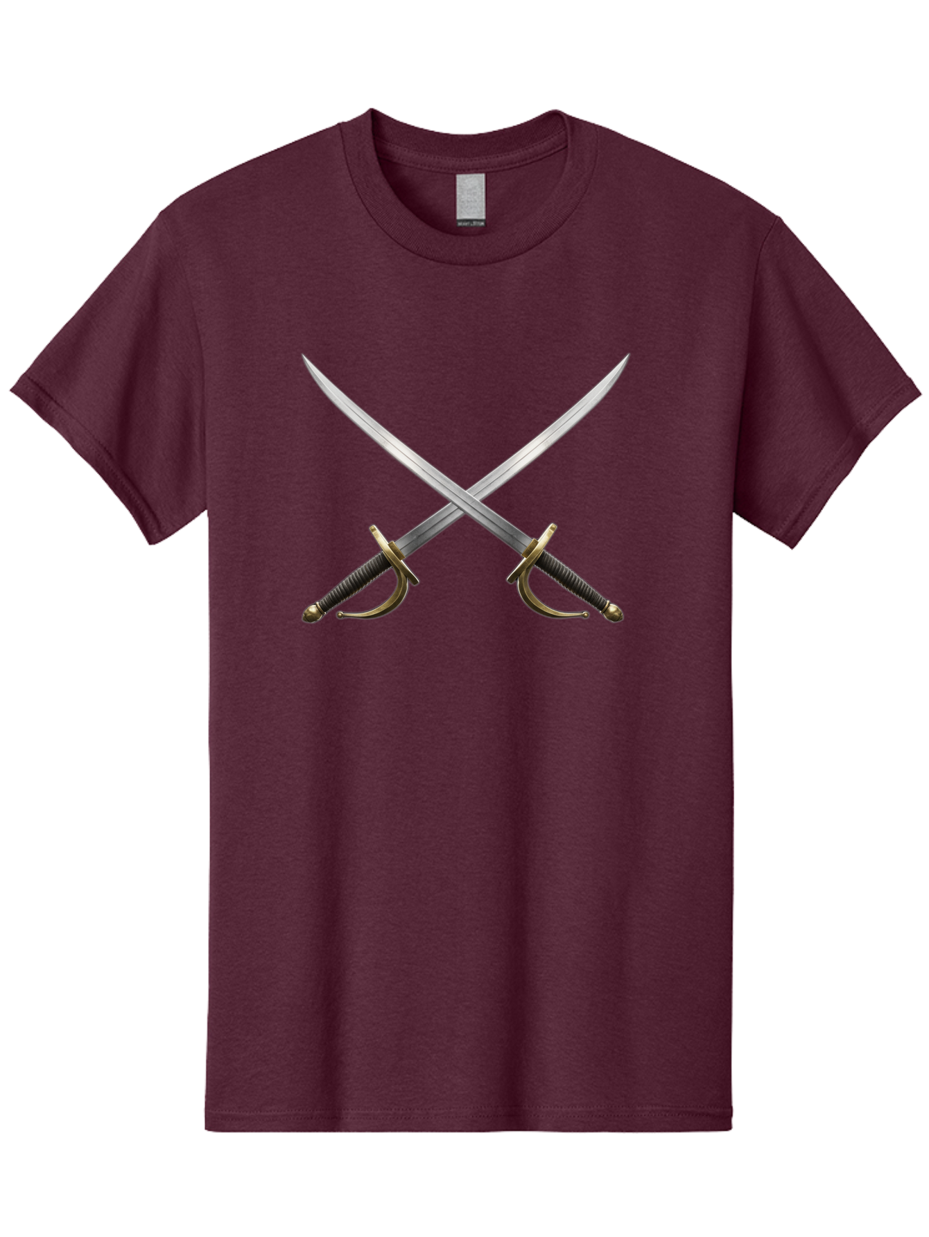Crossed-Swords Men'S Graphic Tee, 100% Cotton, Comfortable Casual Summer Wear, Machine Washable, Crossed Swords, Sword Fight, Medieval Weapons, Historical Swords, Battle Ready, Sharp Blades, Metal Swords, Historical Warfare, Sword Duel Bac944