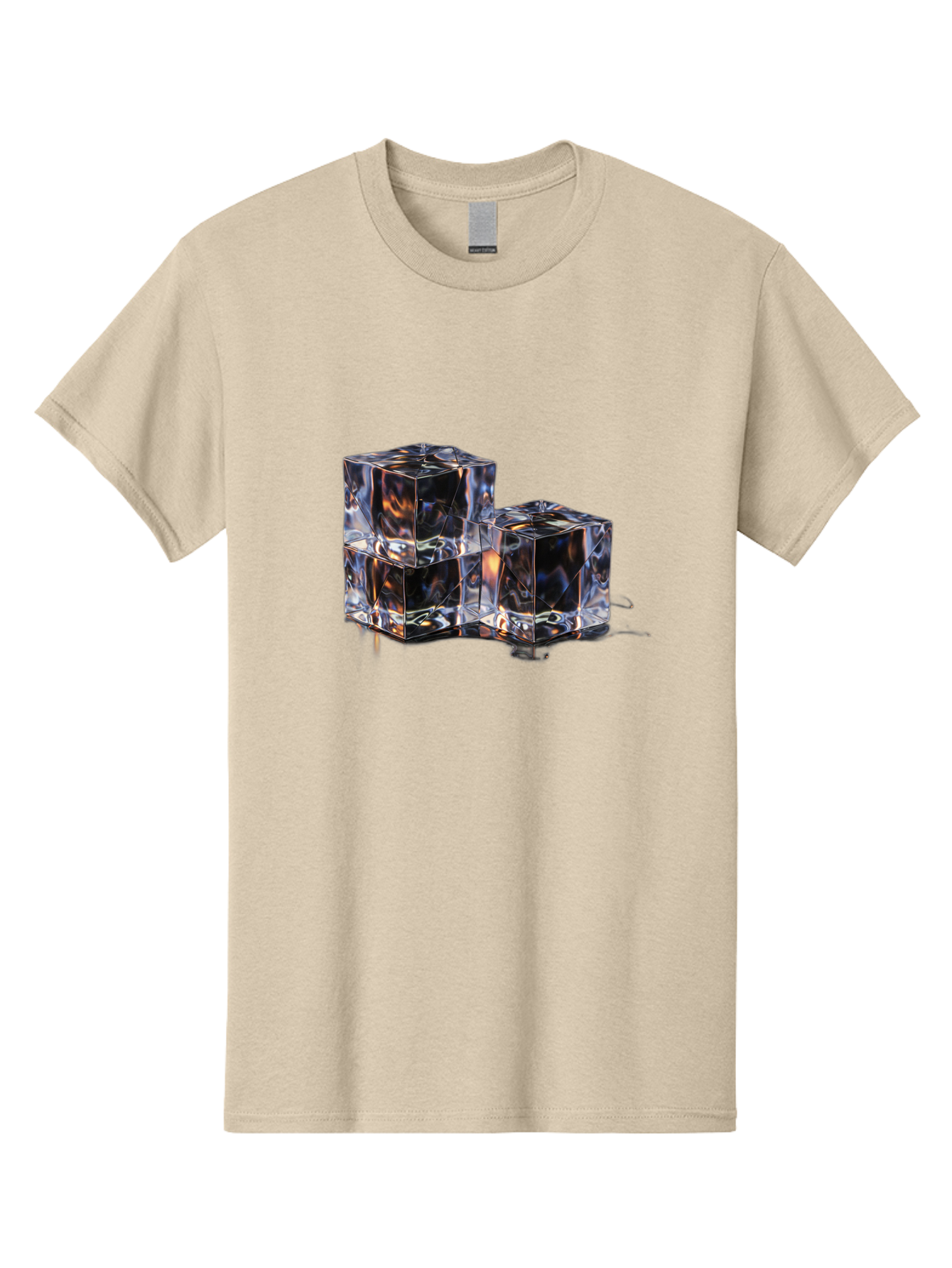 Crystal-Cubes Men'S Graphic Tee, 100% Cotton, Comfortable Casual Summer Wear, Machine Washable, Glass Cubes, Transparent Decor, Modern Lighting, Cube-Shaped Lamp, Minimalist Design, Contemporary Style, Sleek Furniture, Geometric Shapes Bac950