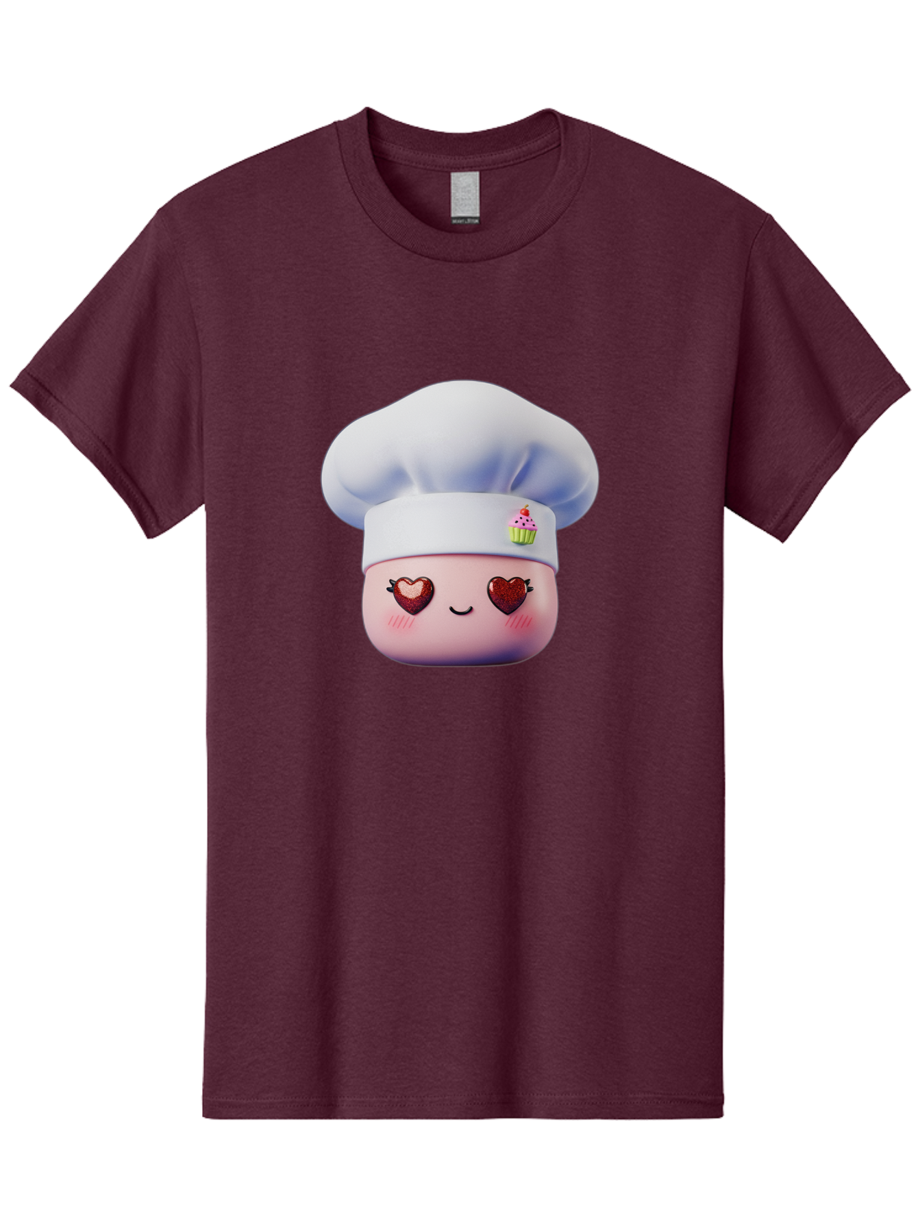 Cupcake-Chef Men'S Graphic Tee, 100% Cotton, Comfortable Casual Summer Wear, Machine Washable, Cartoon Chef, Baker Character, Sweet Treats, Heart-Shaped Eyes, Dessert Design, Baking Love, Pastry Chef Hat, Cute Pastel Colors, Whimsical Bakery Bac956