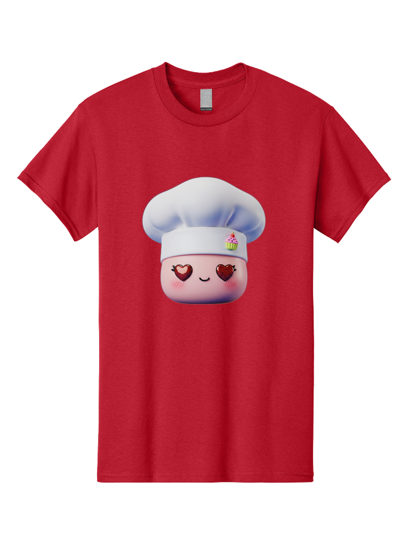 Cupcake-Chef Men'S Graphic Tee, 100% Cotton, Comfortable Casual Summer Wear, Machine Washable, Cartoon Chef, Baker Character, Sweet Treats, Heart-Shaped Eyes, Dessert Design, Baking Love, Pastry Chef Hat, Cute Pastel Colors, Whimsical Bakery Bac956