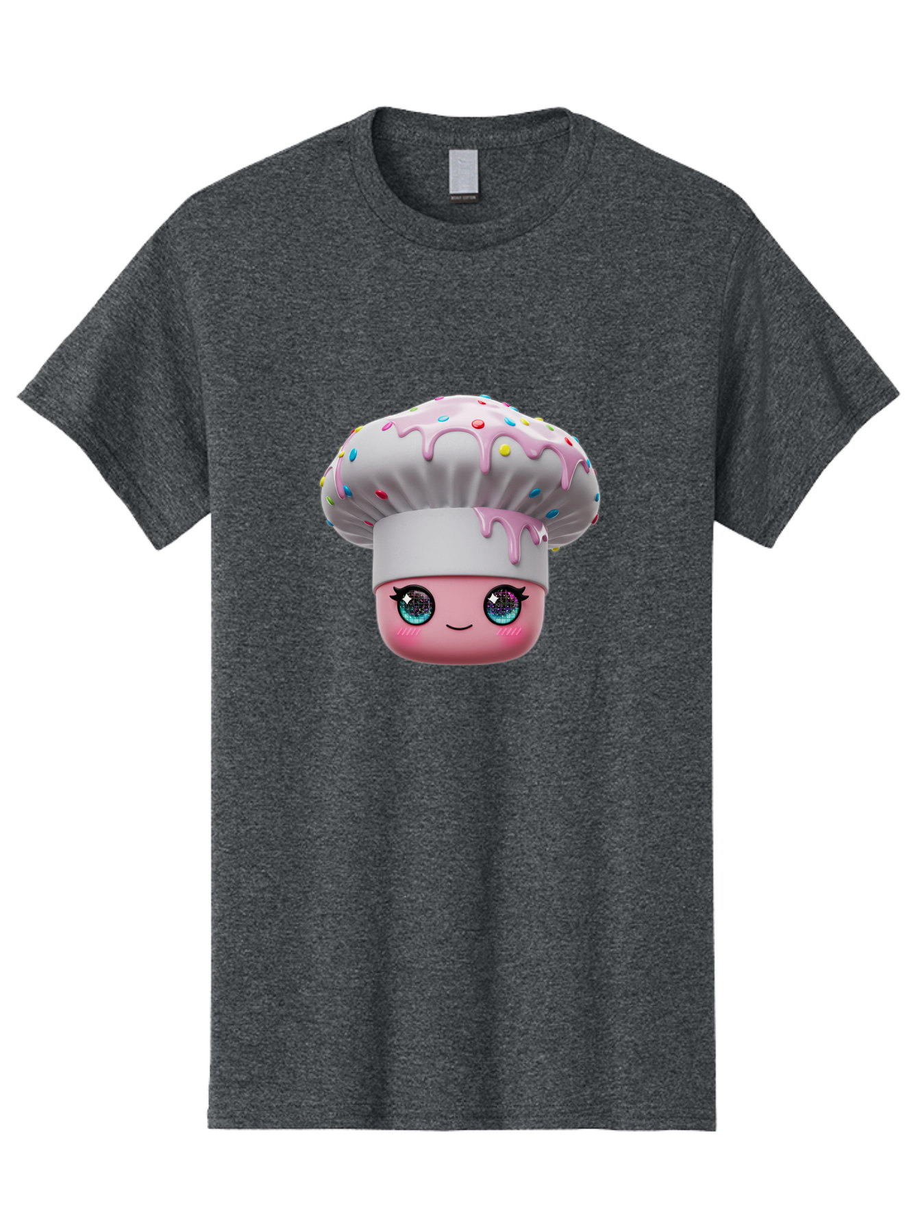 Cupcake Men'S Graphic Tee, 100% Cotton, Comfortable Casual Summer Wear, Machine Washable, Cartoon Cupcake, Cute Face, Sparkly Eyes, Pastel Colors, Sweet Treat, Dessert Illustration, Whimsical Design, Bakery Art, Foodie Graphics, Bac958