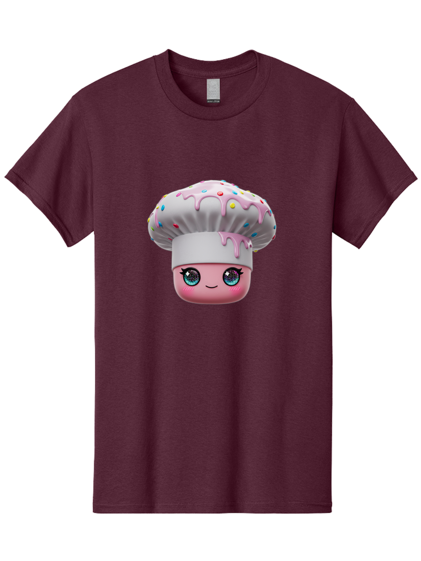 Cupcake Men'S Graphic Tee, 100% Cotton, Comfortable Casual Summer Wear, Machine Washable, Cartoon Cupcake, Cute Face, Sparkly Eyes, Pastel Colors, Sweet Treat, Dessert Illustration, Whimsical Design, Bakery Art, Foodie Graphics, Bac958