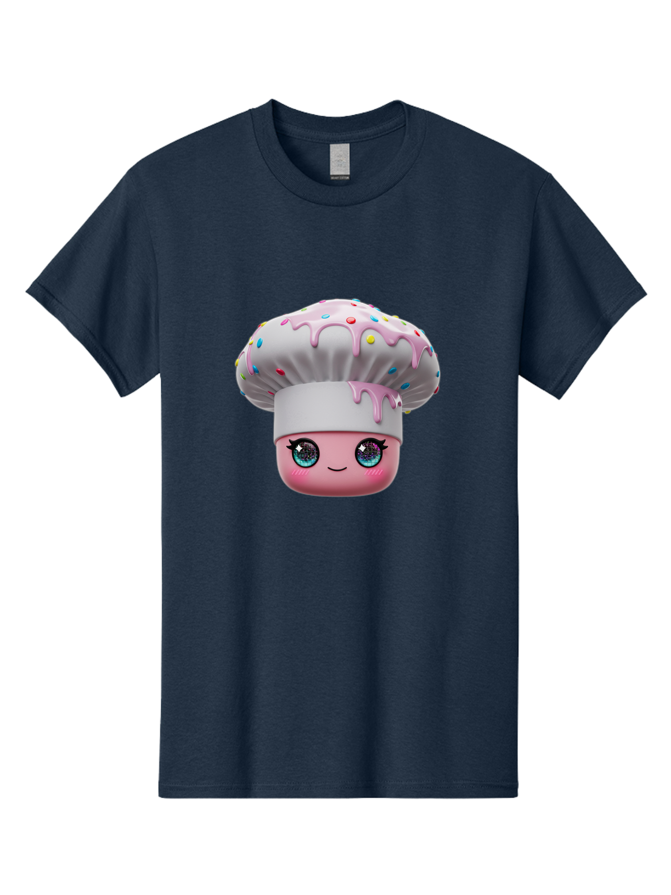 Cupcake Men'S Graphic Tee, 100% Cotton, Comfortable Casual Summer Wear, Machine Washable, Cartoon Cupcake, Cute Face, Sparkly Eyes, Pastel Colors, Sweet Treat, Dessert Illustration, Whimsical Design, Bakery Art, Foodie Graphics, Bac958