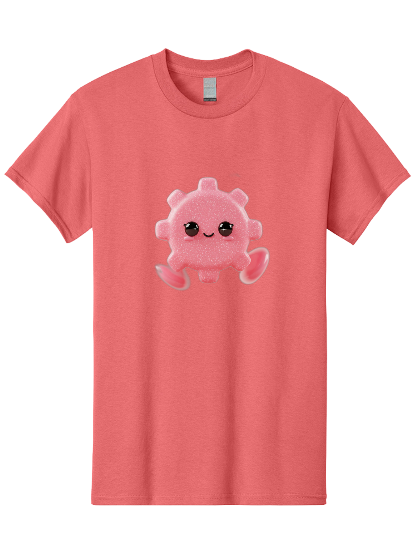 Cute-Axolotl Men'S Graphic Tee, 100% Cotton, Comfortable Casual Summer Wear, Machine Washable, Pink Axolotl, Cute Cartoon Character, Smiling Face, Sparkly Eyes, Playful Creature, Adorable Animal, Kawaii Character, Fluffy Texture, Bac960