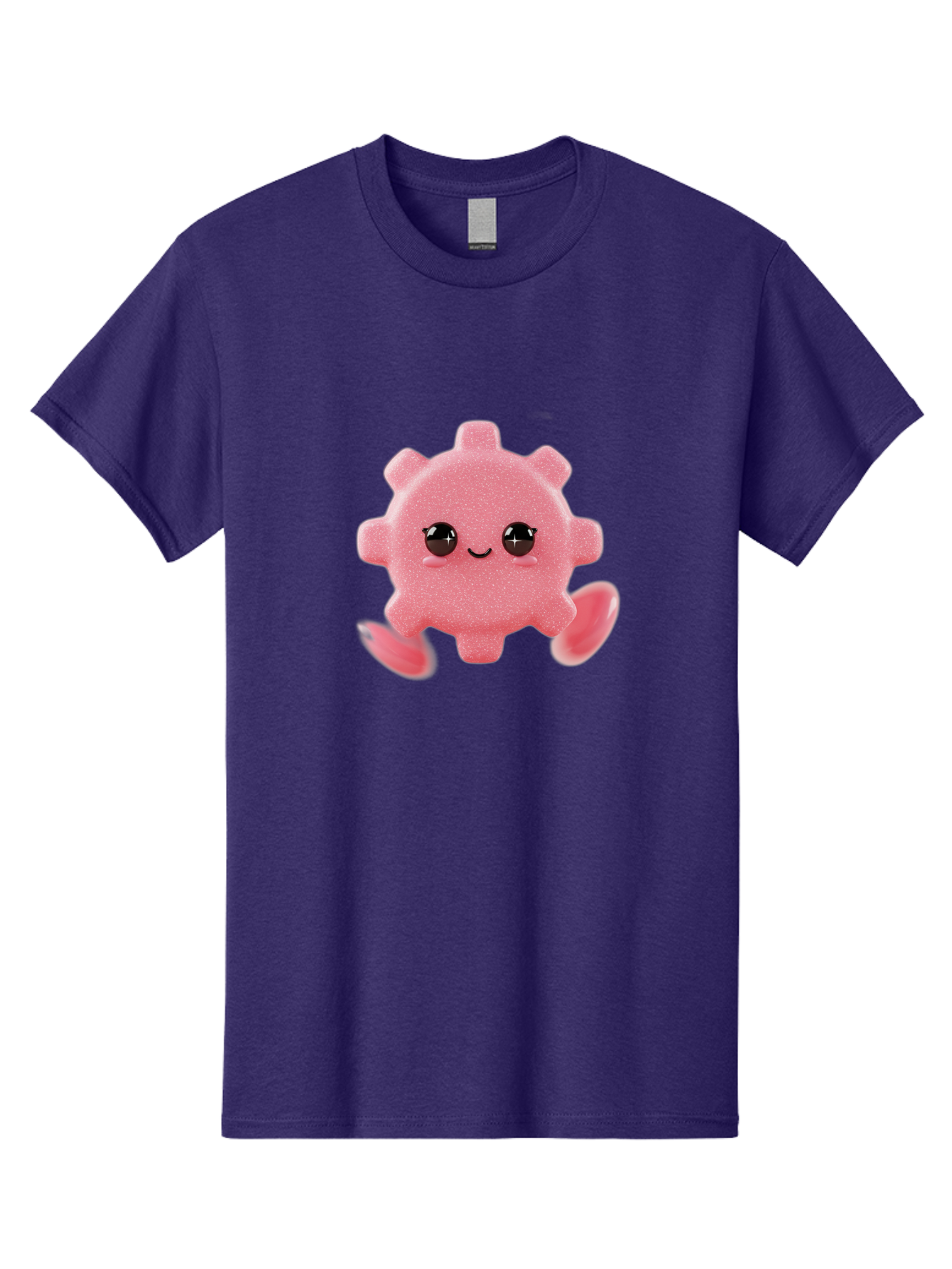 Cute-Axolotl Men'S Graphic Tee, 100% Cotton, Comfortable Casual Summer Wear, Machine Washable, Pink Axolotl, Cute Cartoon Character, Smiling Face, Sparkly Eyes, Playful Creature, Adorable Animal, Kawaii Character, Fluffy Texture, Bac960