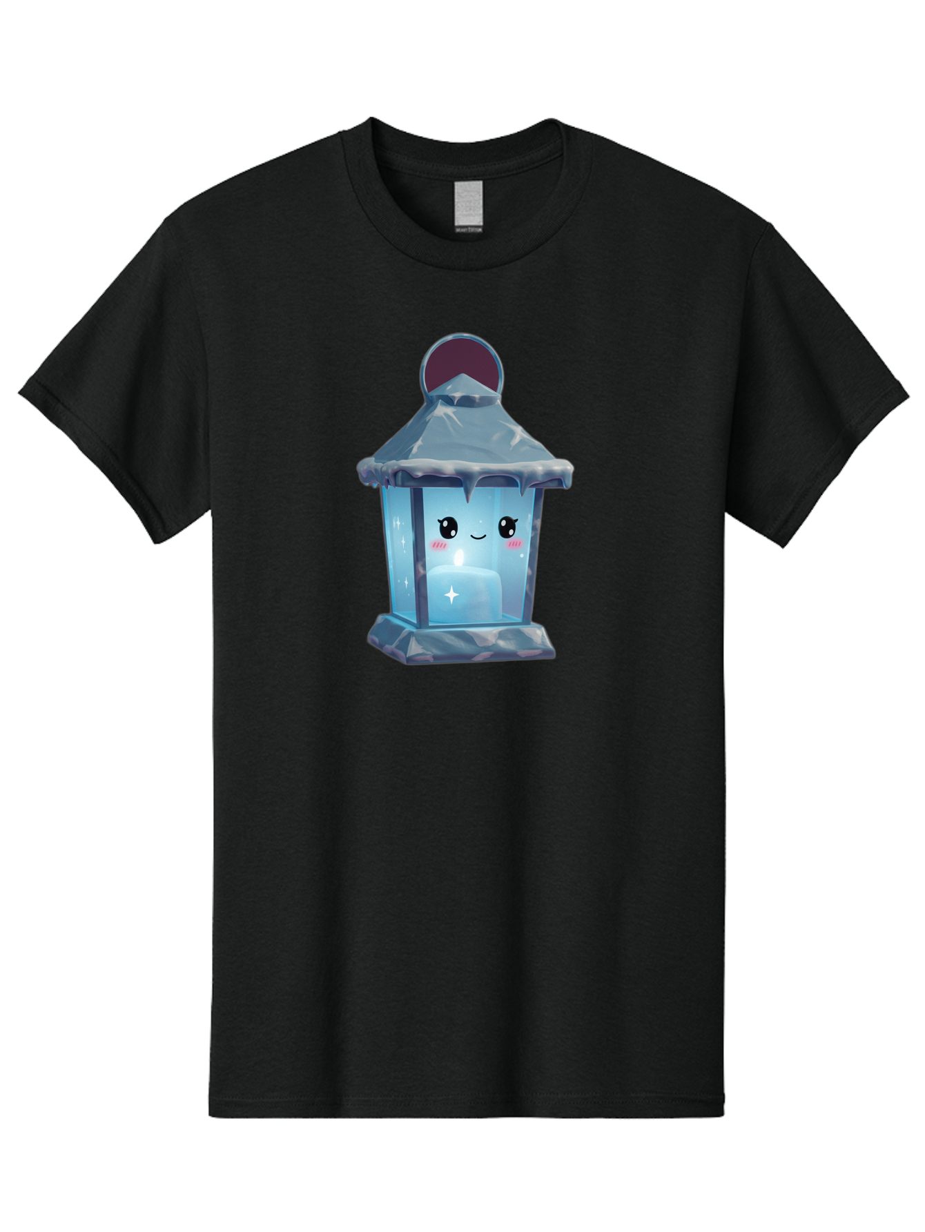 Cute-Lantern-2 Men'S Graphic Tee, 100% Cotton, Comfortable Casual Summer Wear, Machine Washable, Cute Lantern, Cartoon-Style Lantern, Smiling Face, Glowing Candle, Festive Atmosphere, Icy Blue, Sparkly, Adorable Character, Bac967