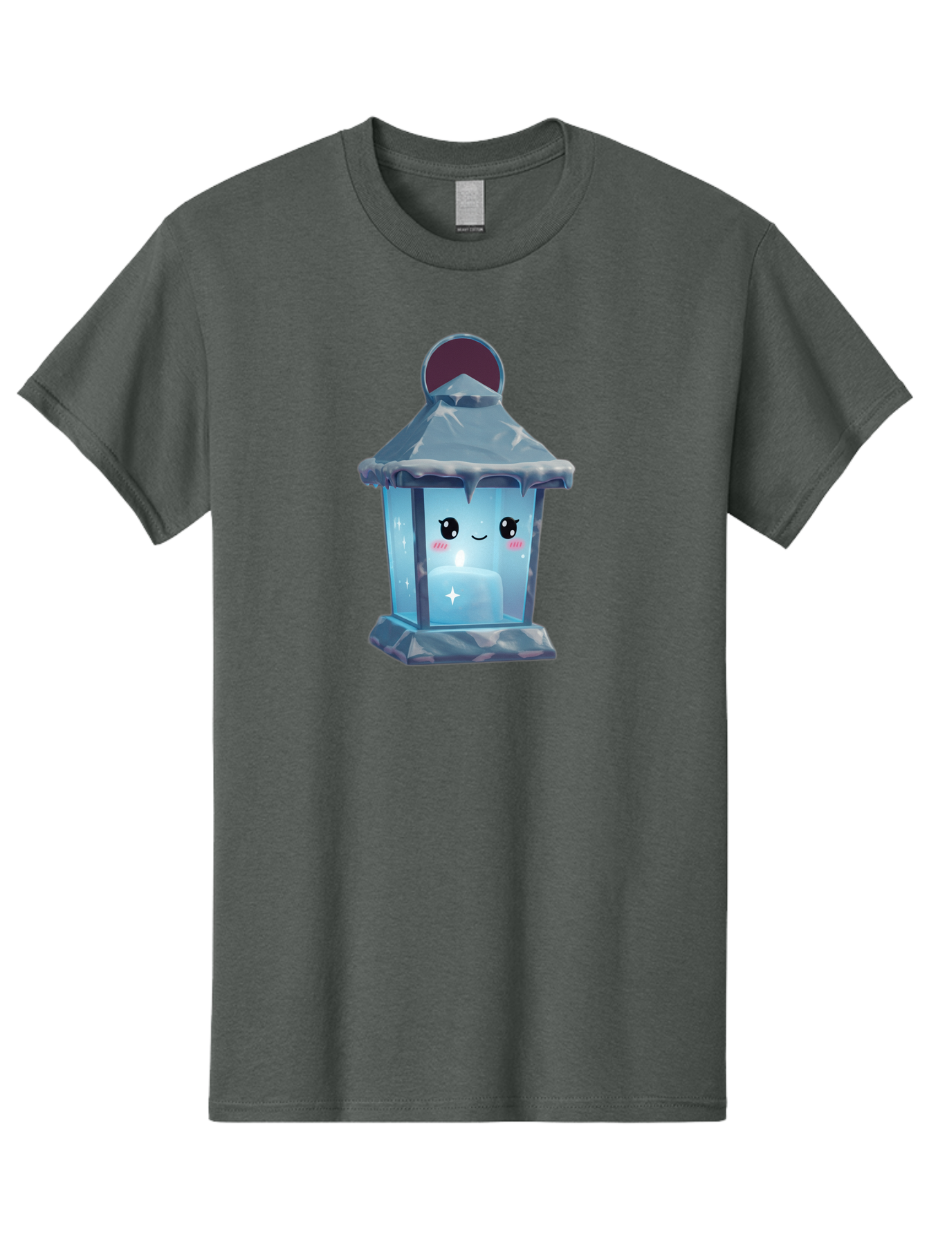 Cute-Lantern-2 Men'S Graphic Tee, 100% Cotton, Comfortable Casual Summer Wear, Machine Washable, Cute Lantern, Cartoon-Style Lantern, Smiling Face, Glowing Candle, Festive Atmosphere, Icy Blue, Sparkly, Adorable Character, Bac967