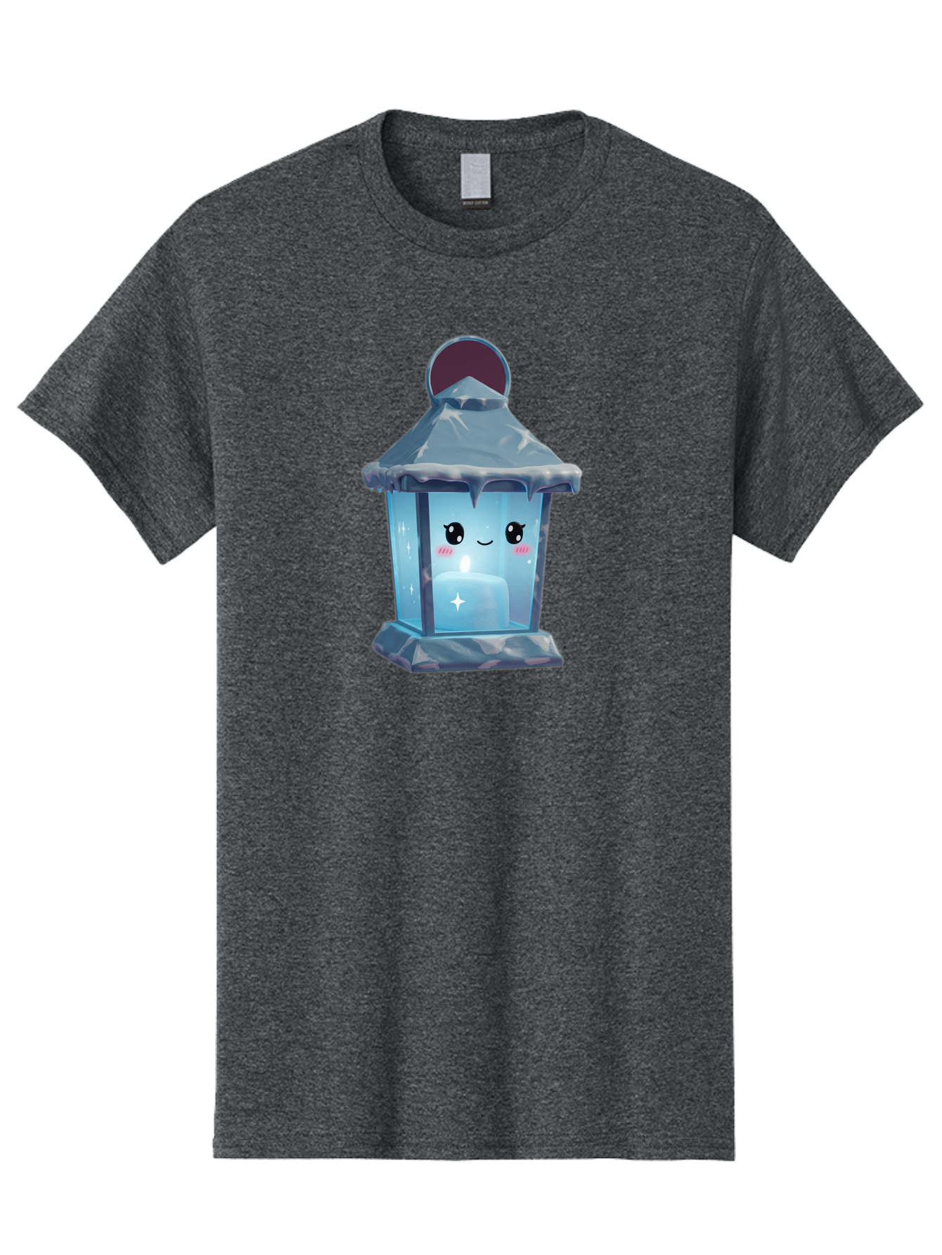 Cute-Lantern-2 Men'S Graphic Tee, 100% Cotton, Comfortable Casual Summer Wear, Machine Washable, Cute Lantern, Cartoon-Style Lantern, Smiling Face, Glowing Candle, Festive Atmosphere, Icy Blue, Sparkly, Adorable Character, Bac967