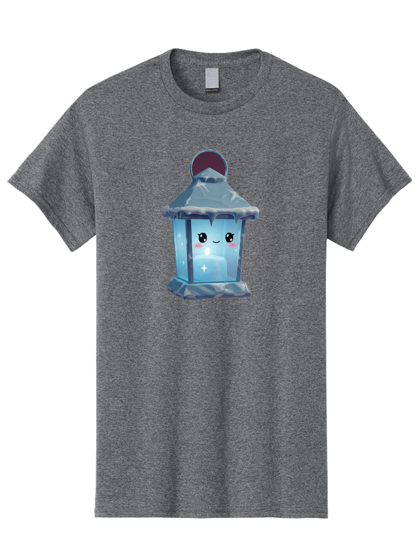 Cute-Lantern-2 Men'S Graphic Tee, 100% Cotton, Comfortable Casual Summer Wear, Machine Washable, Cute Lantern, Cartoon-Style Lantern, Smiling Face, Glowing Candle, Festive Atmosphere, Icy Blue, Sparkly, Adorable Character, Bac967