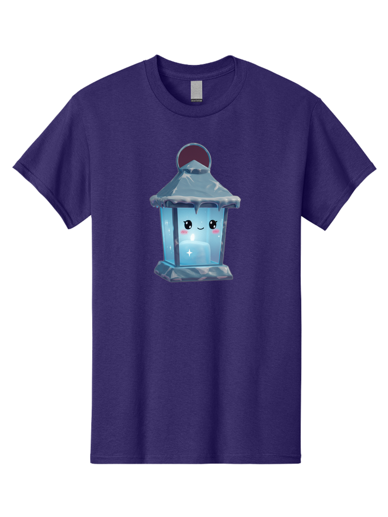 Cute-Lantern-2 Men'S Graphic Tee, 100% Cotton, Comfortable Casual Summer Wear, Machine Washable, Cute Lantern, Cartoon-Style Lantern, Smiling Face, Glowing Candle, Festive Atmosphere, Icy Blue, Sparkly, Adorable Character, Bac967